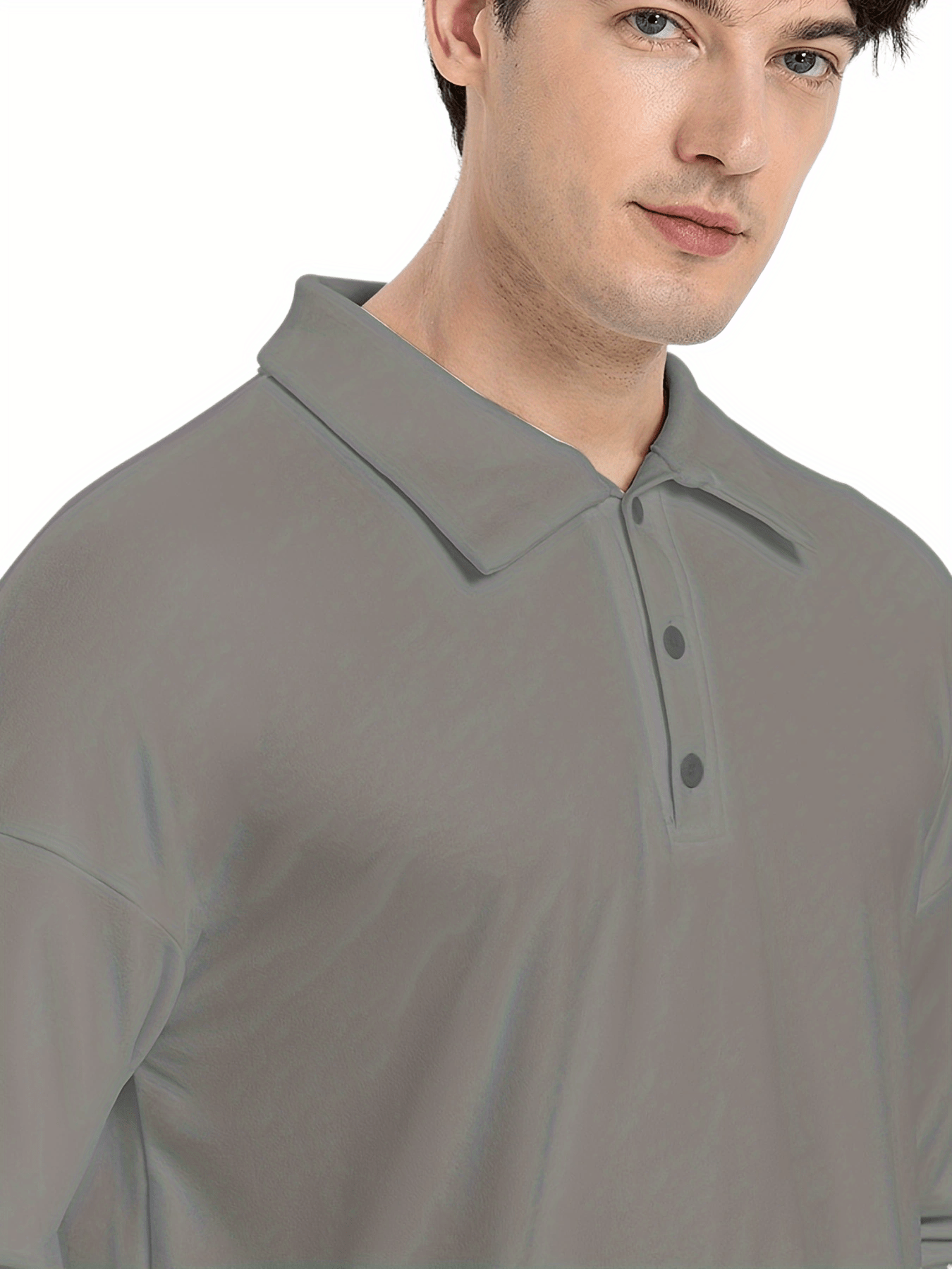 mens casual loose long sleeves button lapel slim shirts details 22