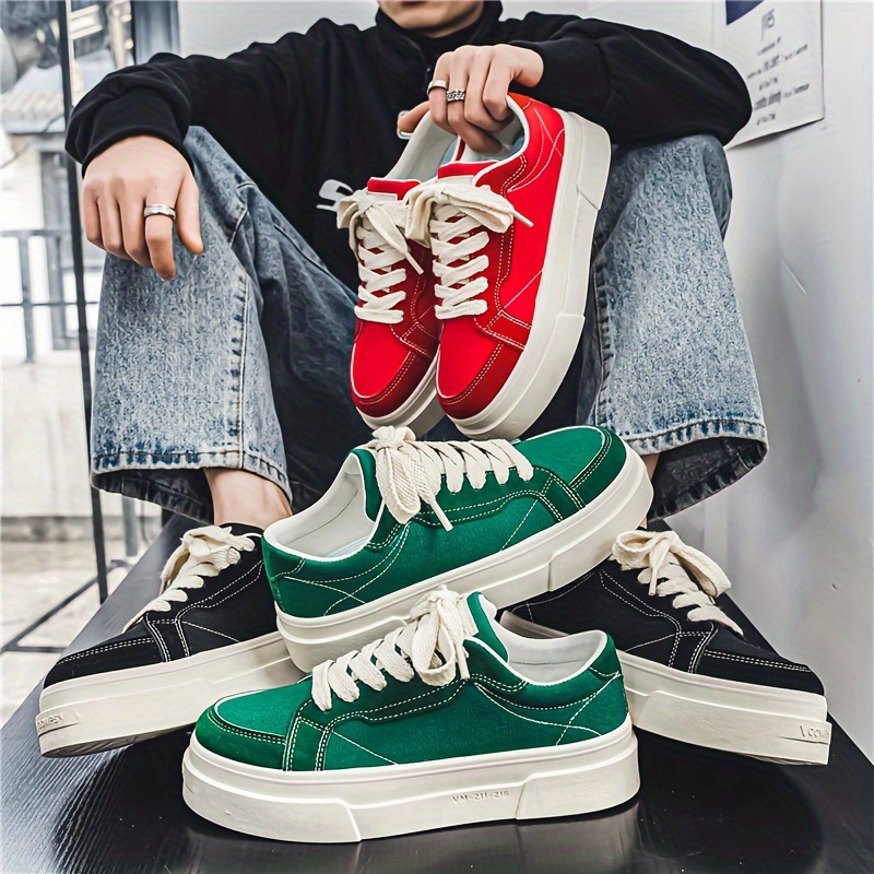 Men s Trendy Street Style Solid Color Low Top Skateboard Shoes, Comfy Non Slip Lace Up Casual Durable Sneakers For Men s Outdoor Activities details 9