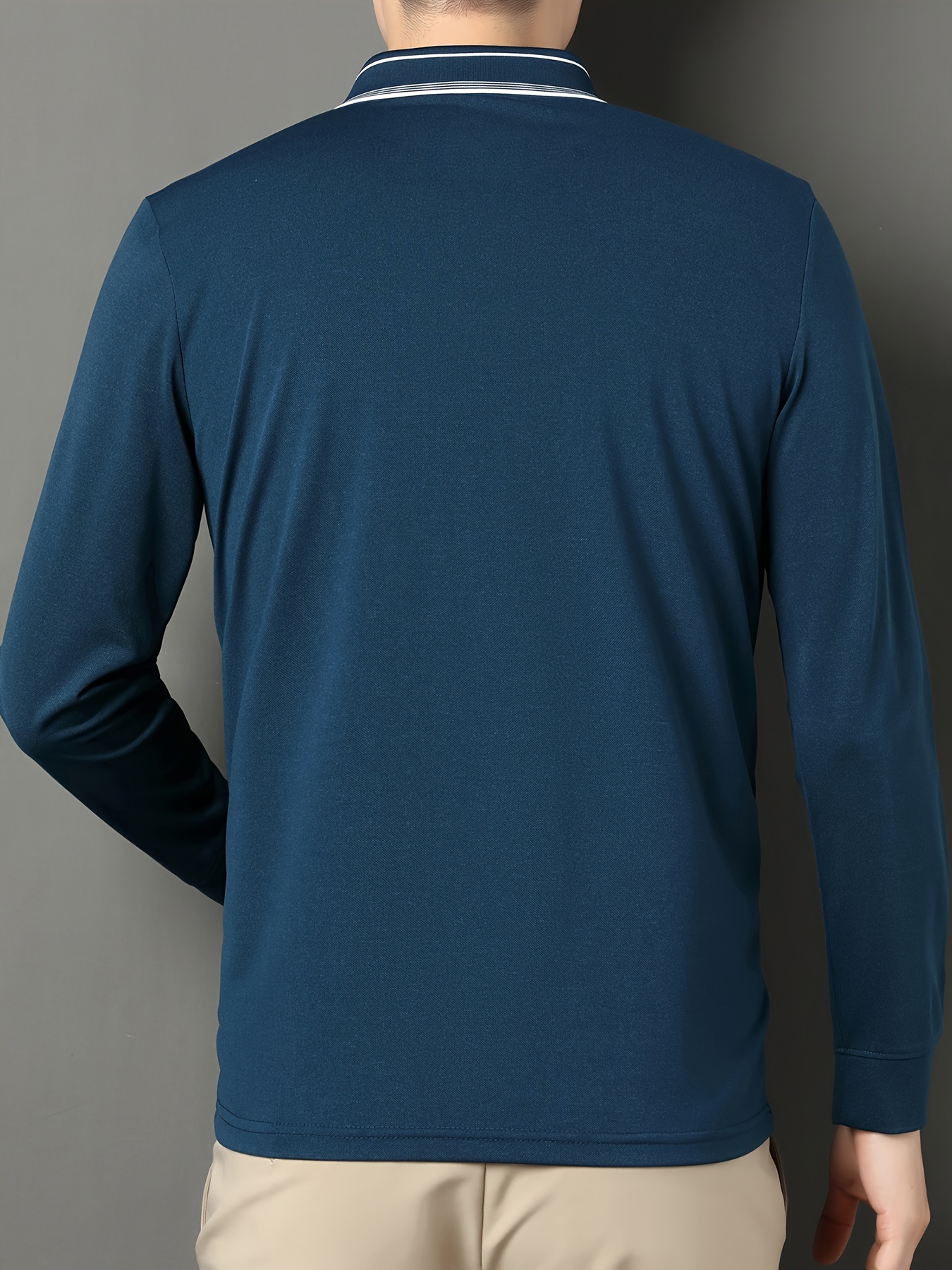 lapel shirt, mature style mens comfy breathable long sleeve lapel shirt spring fall gift for men details 1