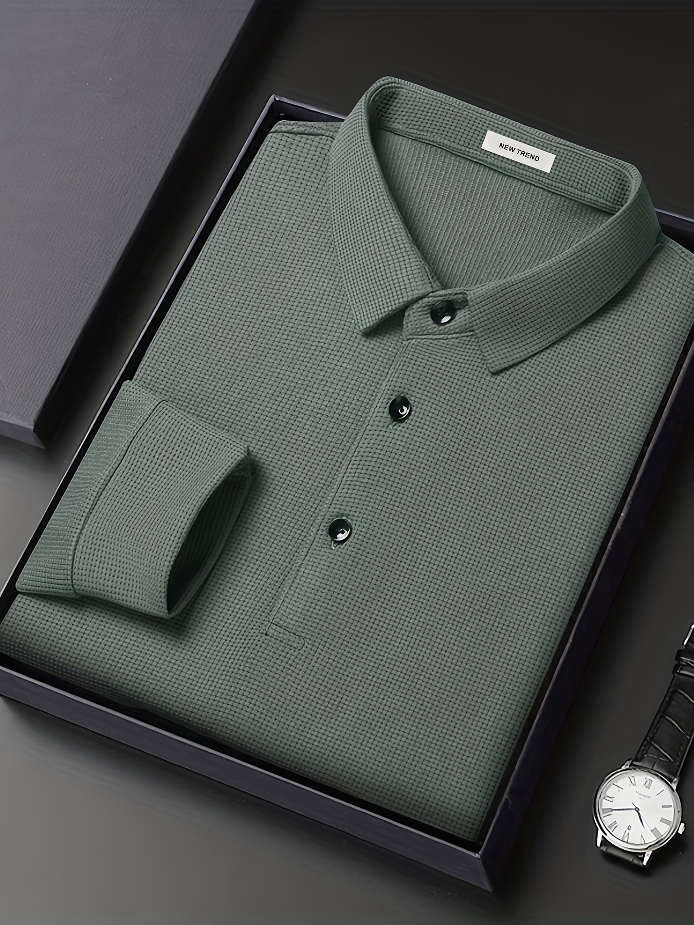 mens casual lapel shirt elegant lapel long sleeve tops details 22