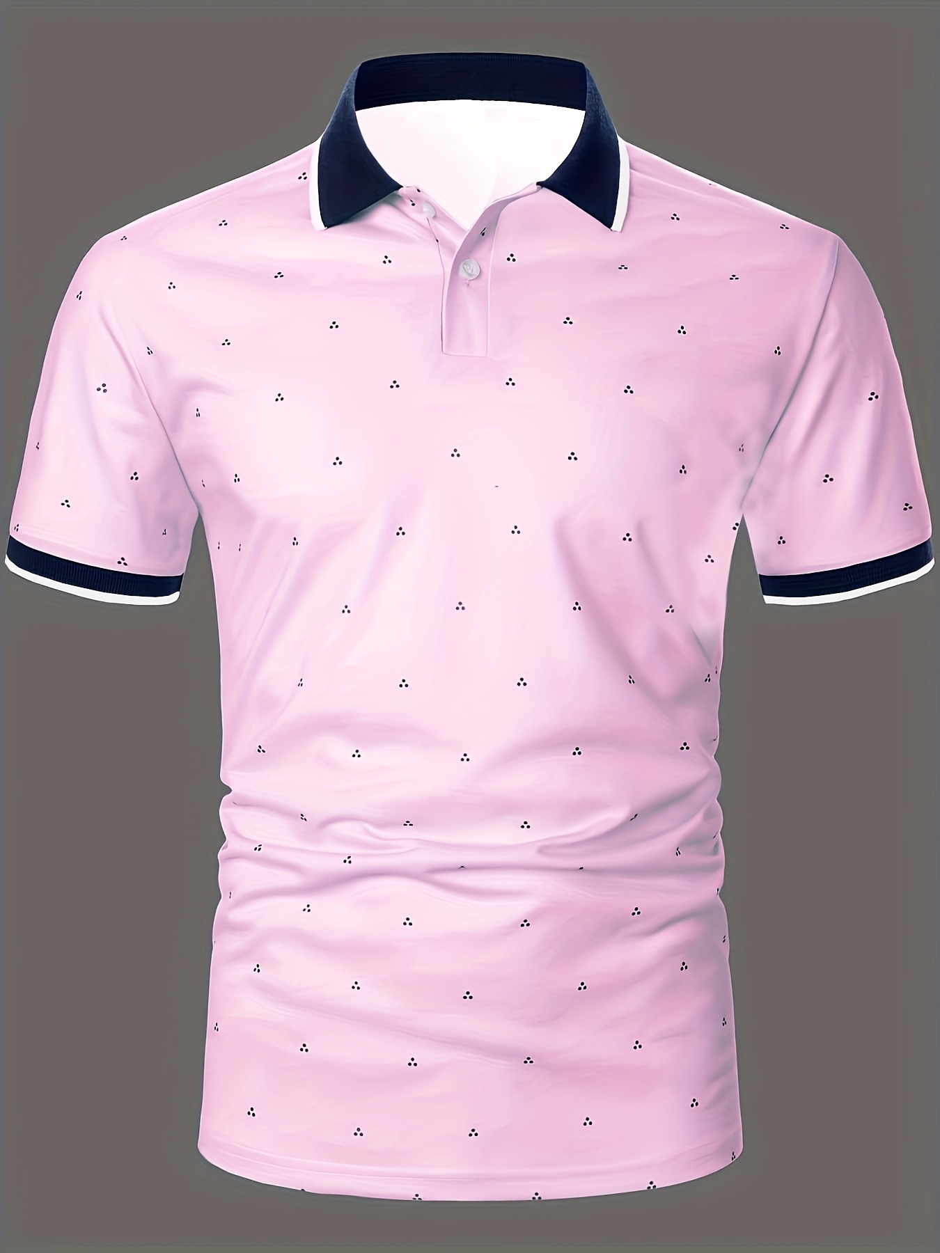 mens shirts casual navy blue slim fit lapel button up shirt details 2