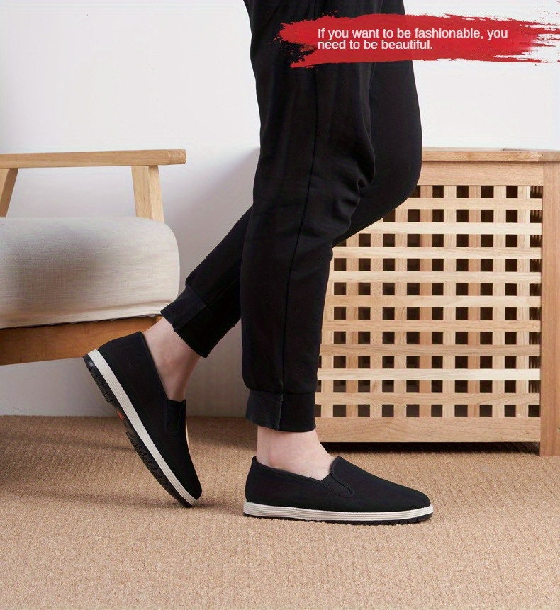 mens traditional breathable slip on canvas walking shoes comfy non slip casual tai chi kung fu training shoes men s shoes temu details 0