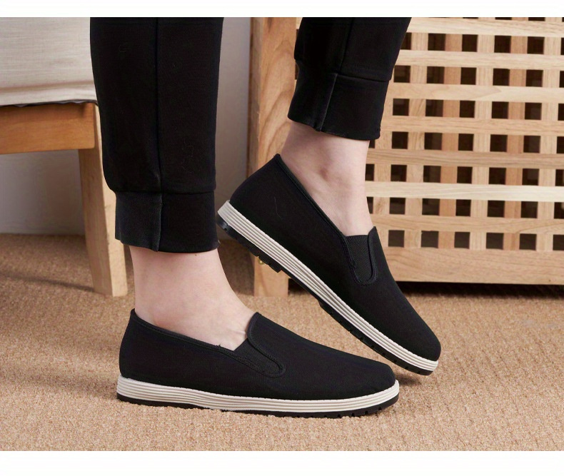 mens traditional breathable slip on canvas walking shoes comfy non slip casual tai chi kung fu training shoes men s shoes temu details 4