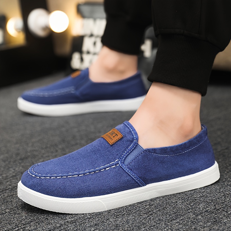 Mens Solid Color Breathable Slip On Canvas Loafer Shoes Comfy Non Slip Rubber Sole Durable Walking Shoes Mens Footwear Check Out Today s Deals Now Temu details 5