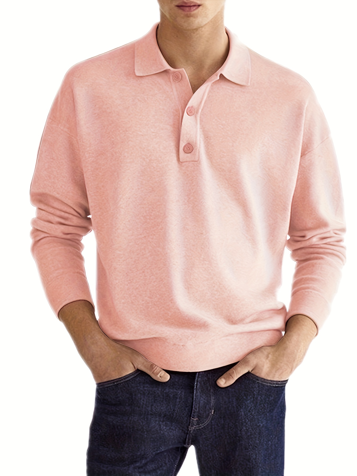 mens casual loose long sleeves button lapel slim shirts details 15