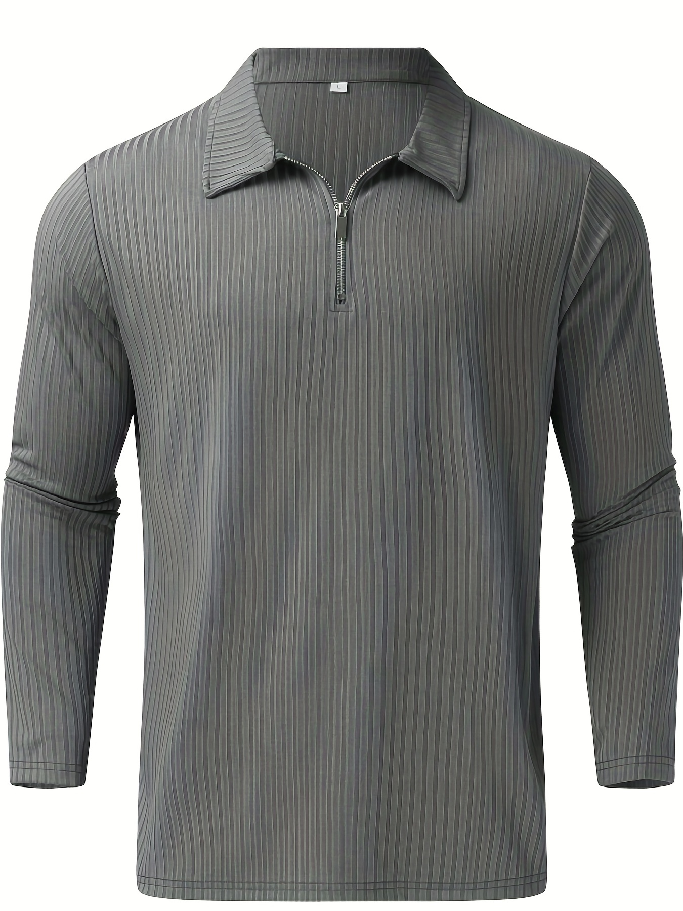 casual comfy mens long sleeve zipper lapel golf shirt male spring fall clothing details 2