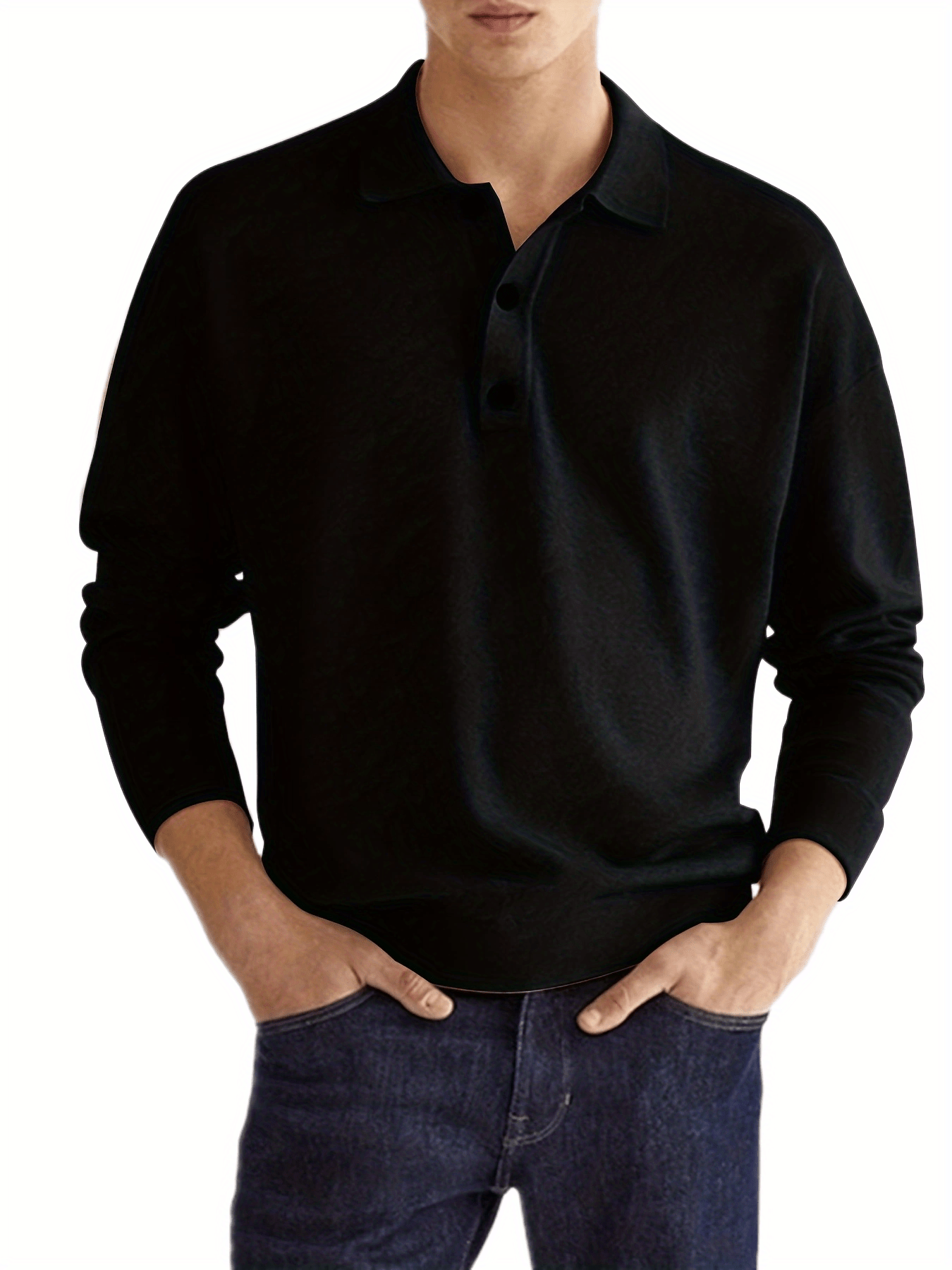 mens casual loose long sleeves button lapel slim shirts details 35