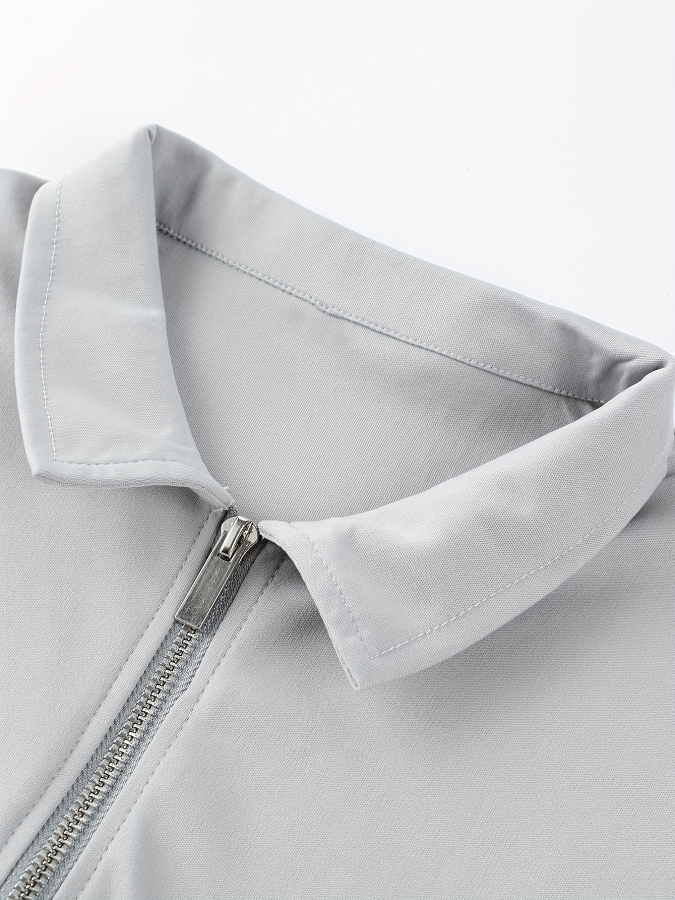 solid color mens casual short sleeves zipper shirts lapel collar tops pullovers mens clothing for summer details 47