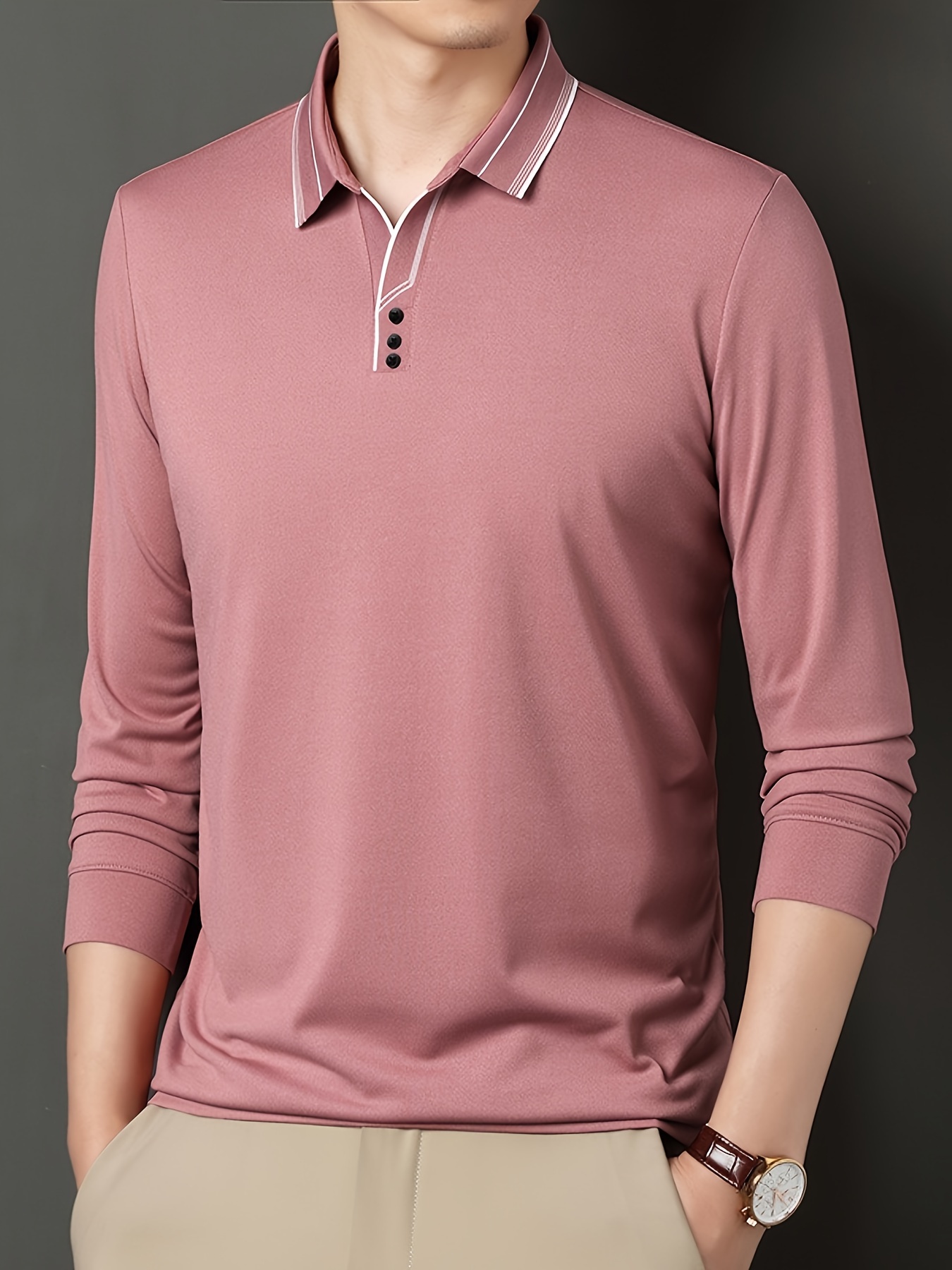 lapel shirt, mature style mens comfy breathable long sleeve lapel shirt spring fall gift for men details 15