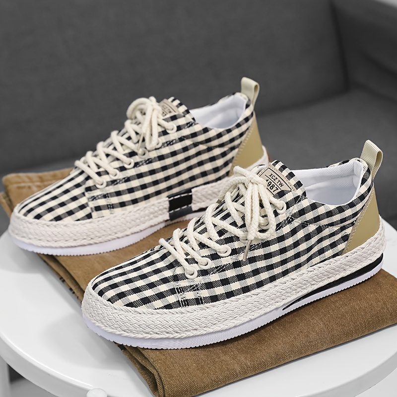 skateboard shoes men s trendy plaid breathable comfy non details 5