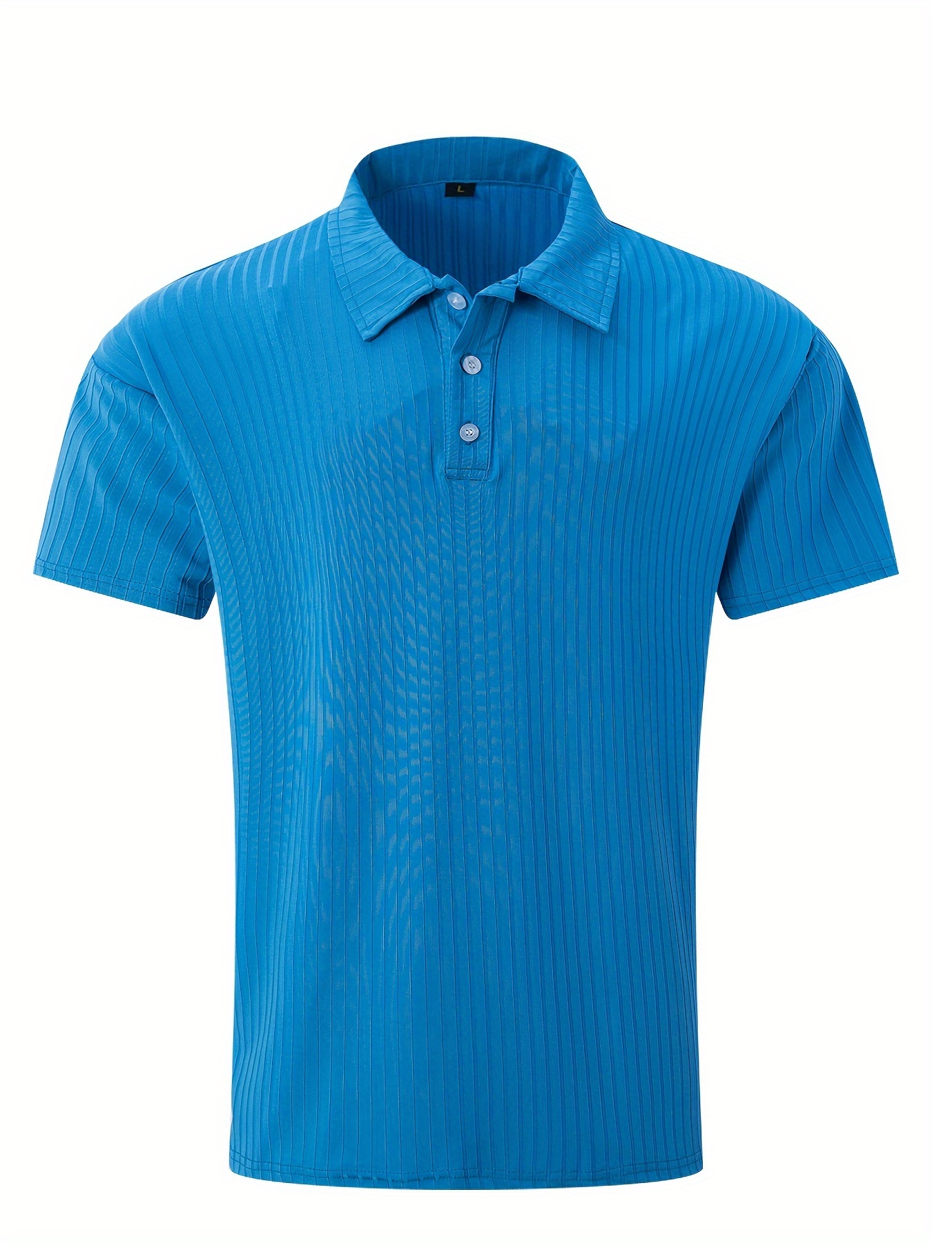 casual ribbed mens comfy daily short sleeve lapel shirt summer golf sports details 9