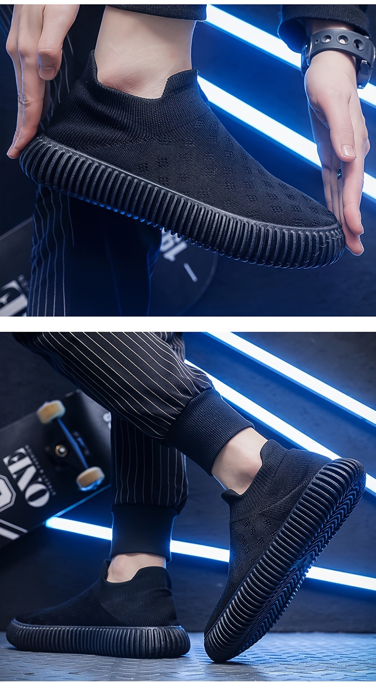 breathable sneakers men s woven knit solid slip comfy soft details 1