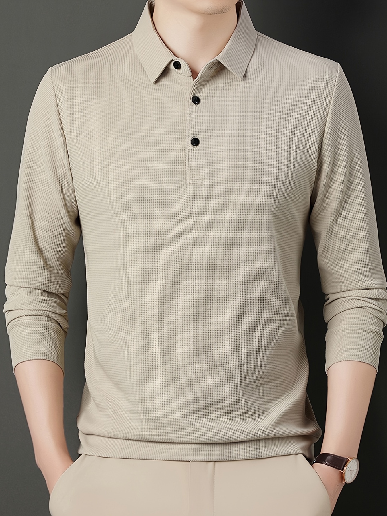 mens casual lapel shirt elegant lapel long sleeve tops details 5