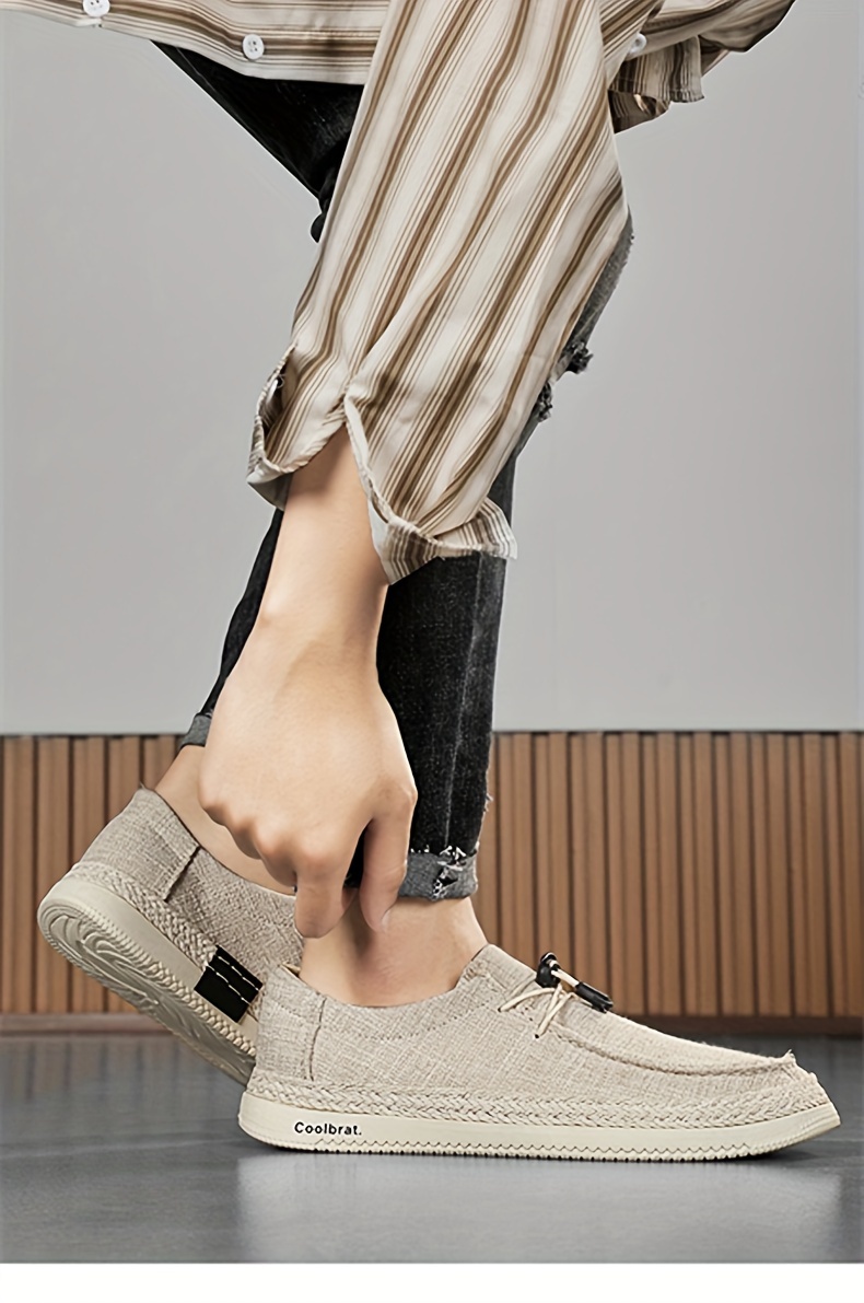 Mens Classic Woven Breathable Loafer Shoes Comfy Non Slip Casual Durable Canvas Office Shoes Mens Footwear Men s Shoes Temu details 0