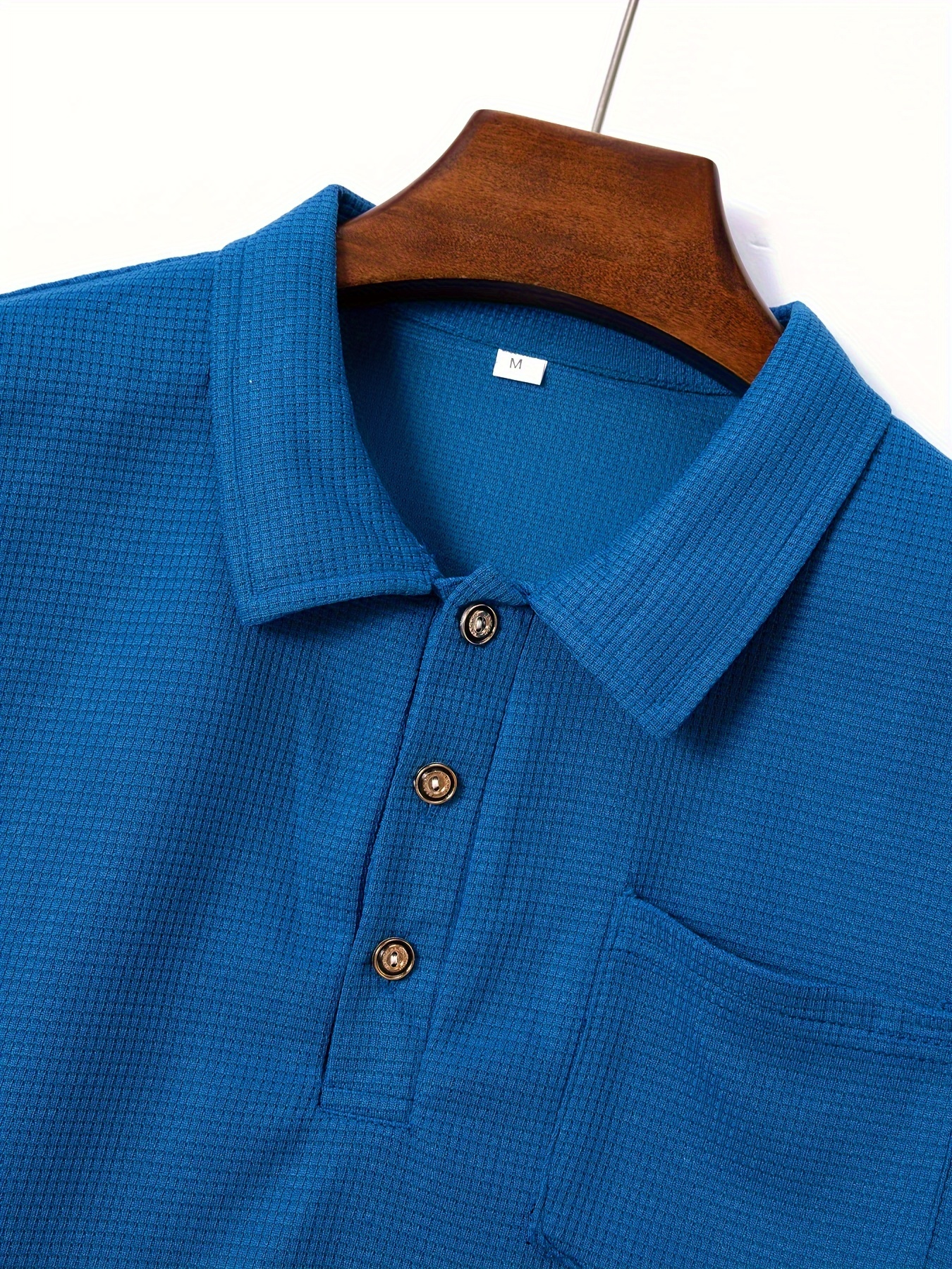 breathable regular fit waffle golf shirt mens casual v neck t shirt short sleeve for summer mens clothing details 9