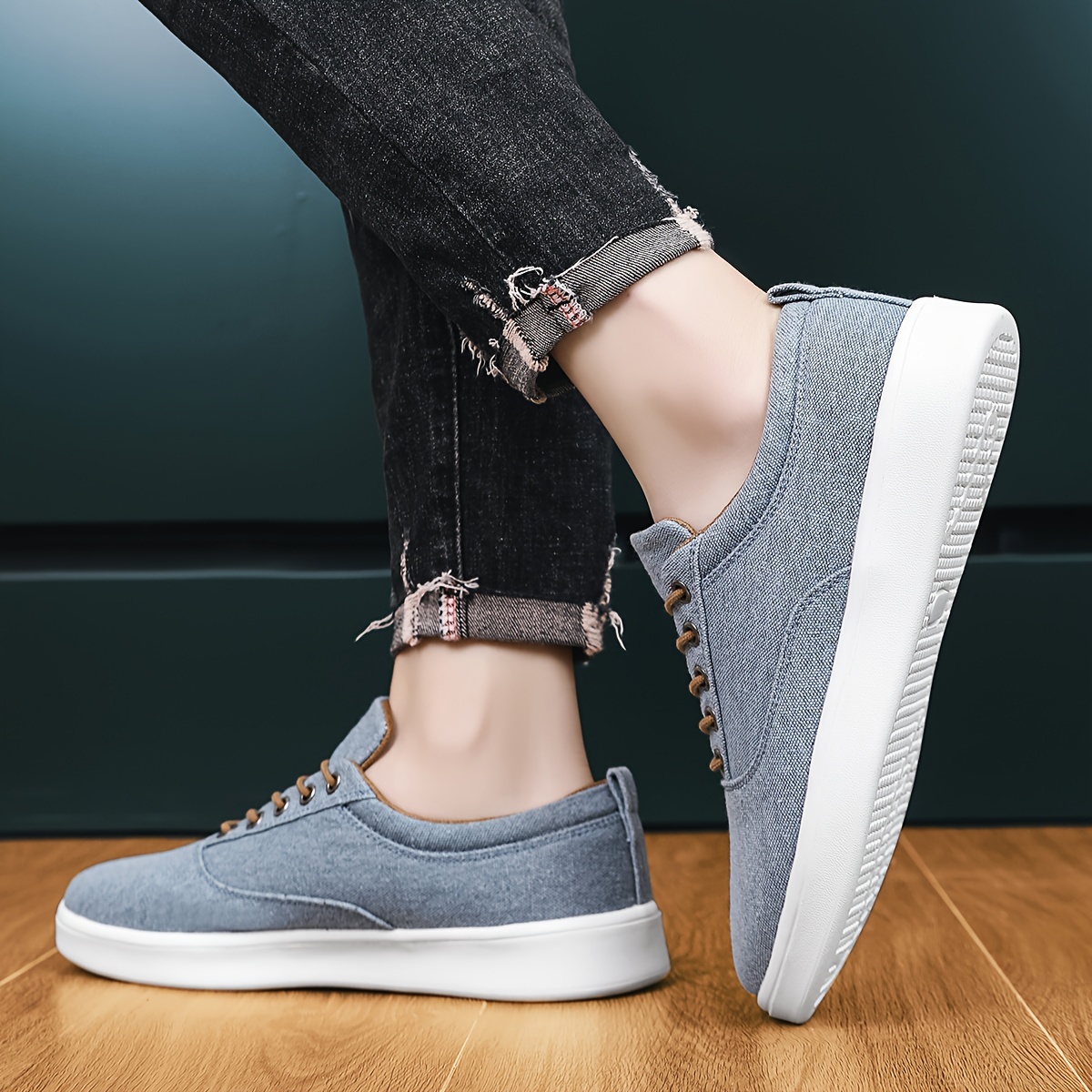 mens vintage solid color canvas skateboard shoes comfy non slip lace up casual sneakers for mens outdoor activities shop now for limitedtime deals temu details 6