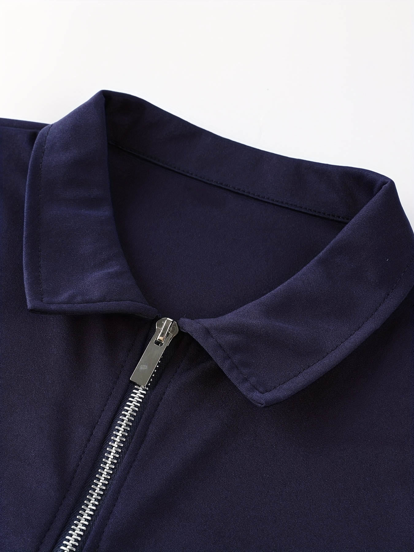 solid color mens casual short sleeves zipper shirts lapel collar tops pullovers mens clothing for summer details 29