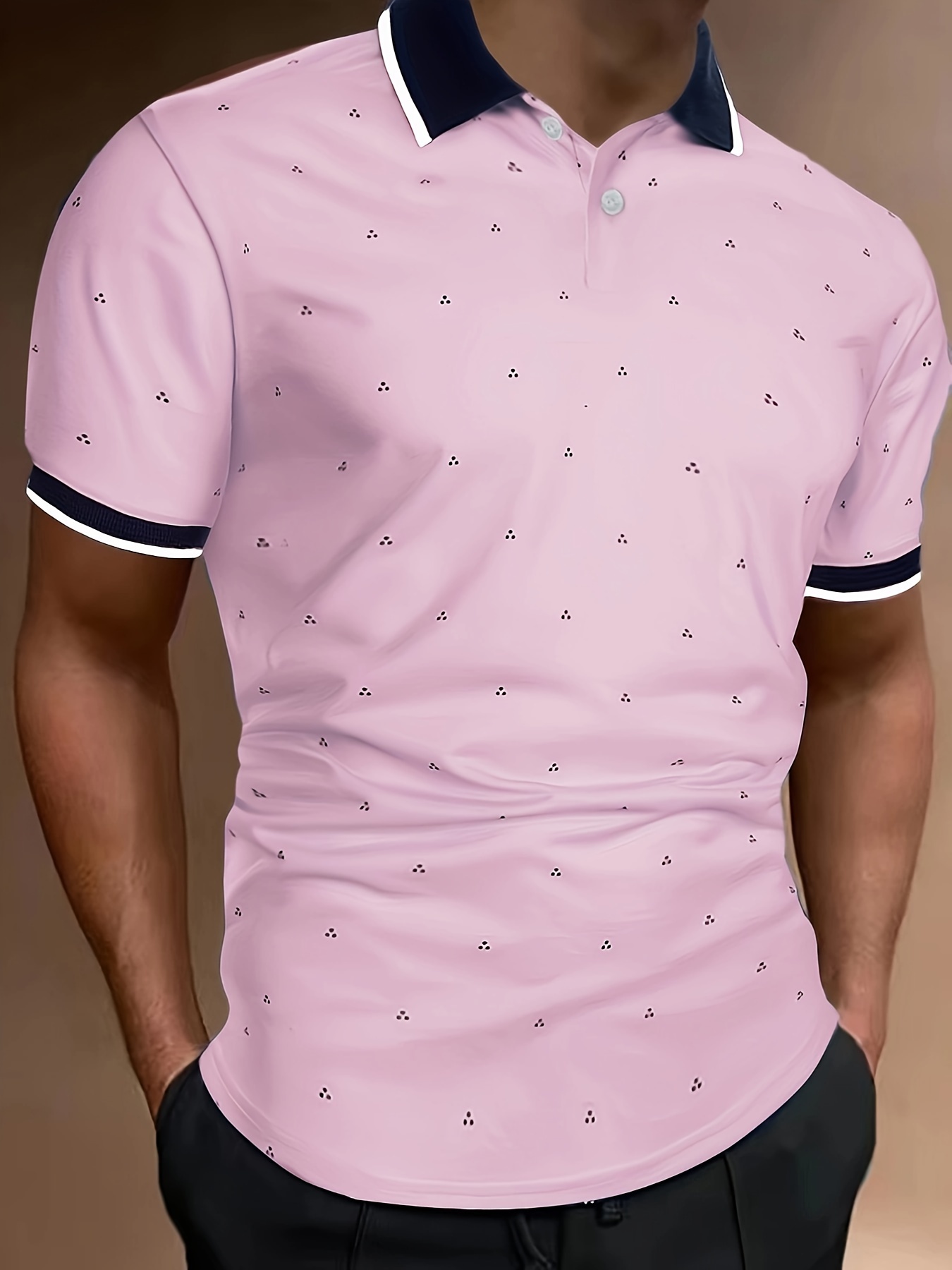 mens shirts casual navy blue slim fit lapel button up shirt details 0