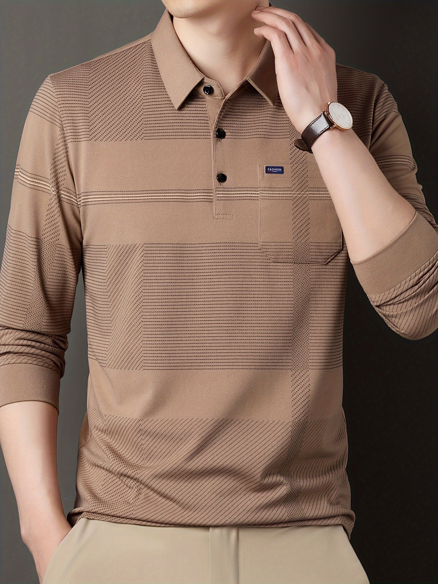 retro mature style mens comfortable long sleeve lapel shirt with chest pocket spring fall details 20