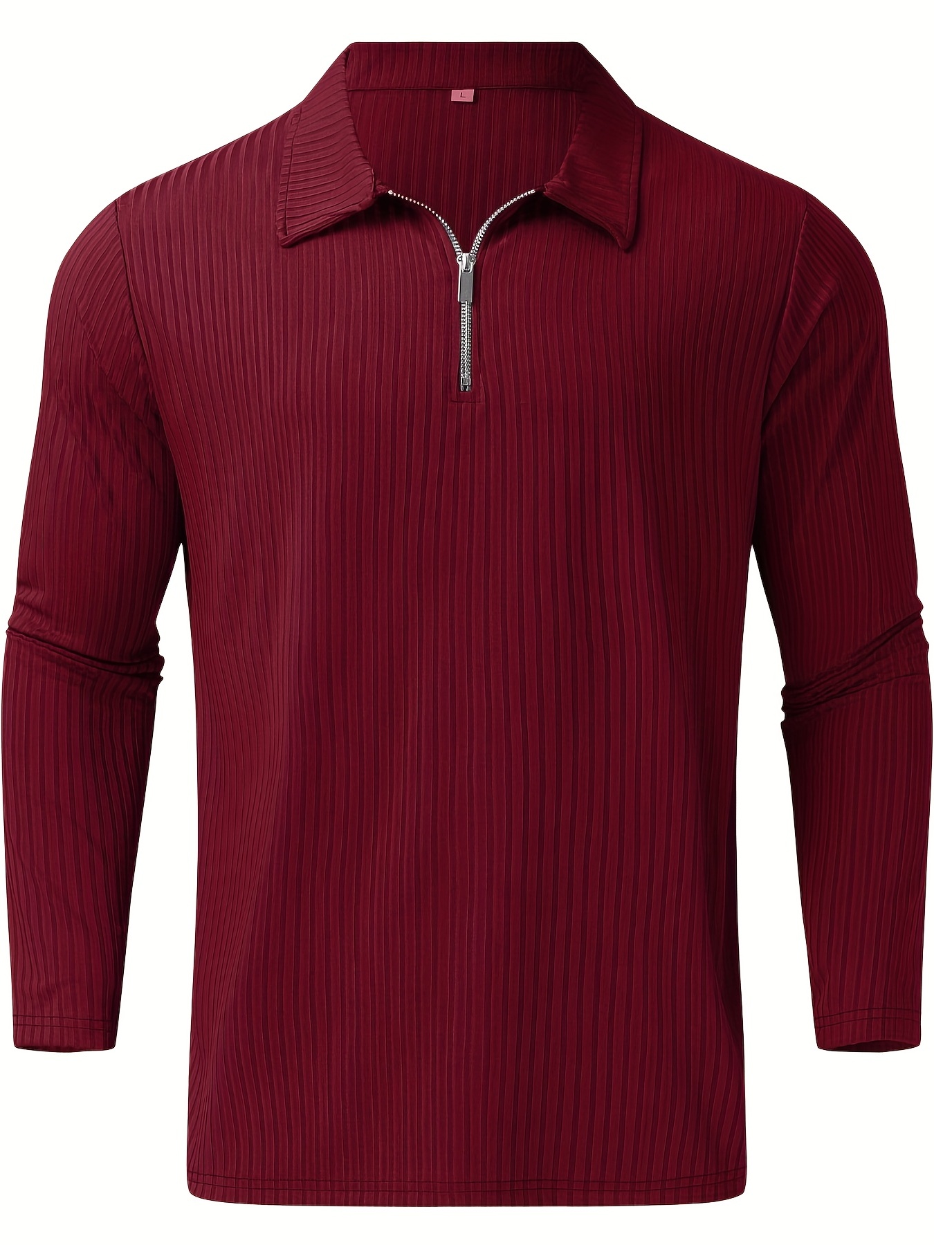 casual comfy mens long sleeve zipper lapel golf shirt male spring fall clothing details 26