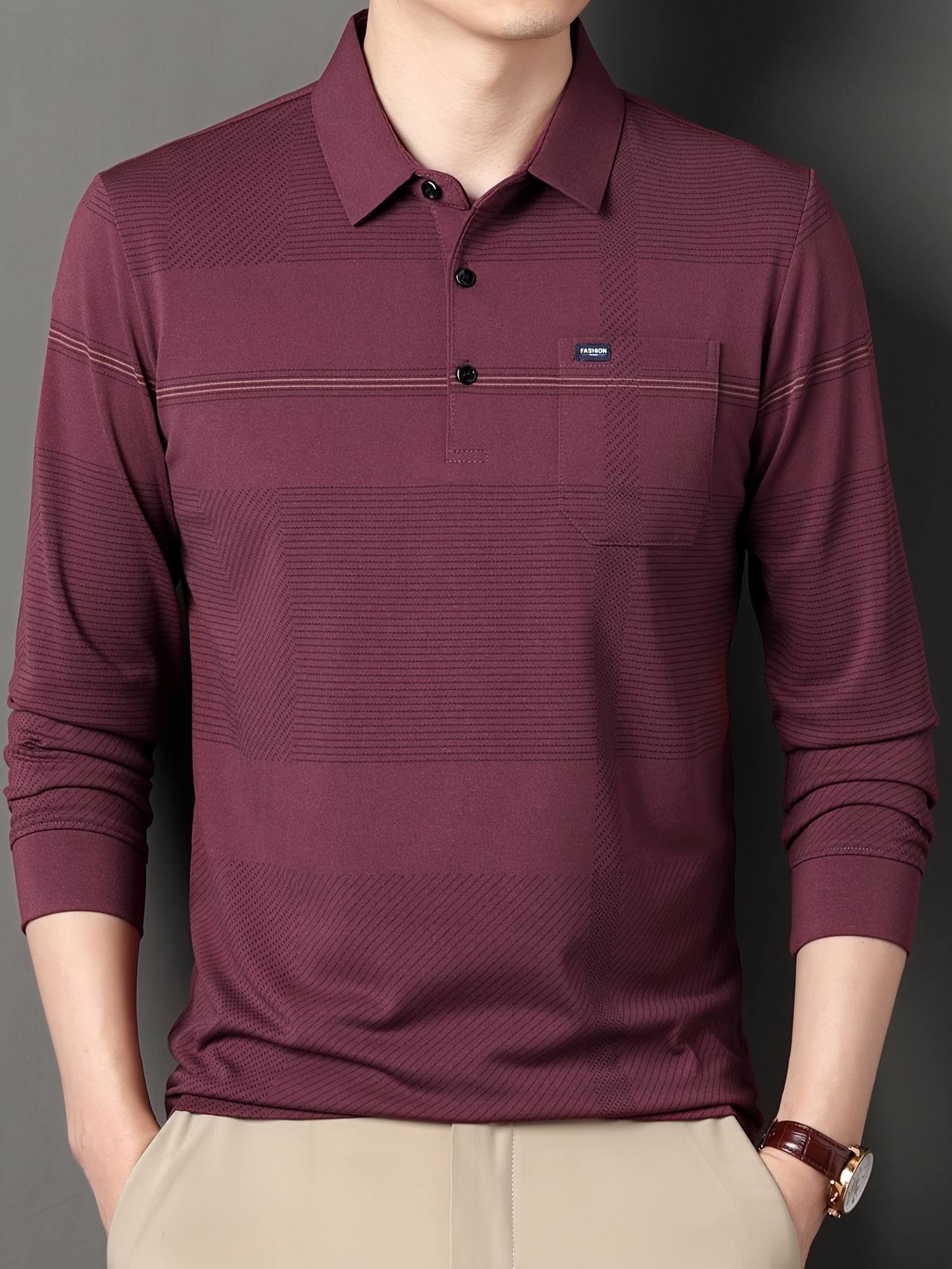 retro mature style mens comfortable long sleeve lapel shirt with chest pocket spring fall details 14