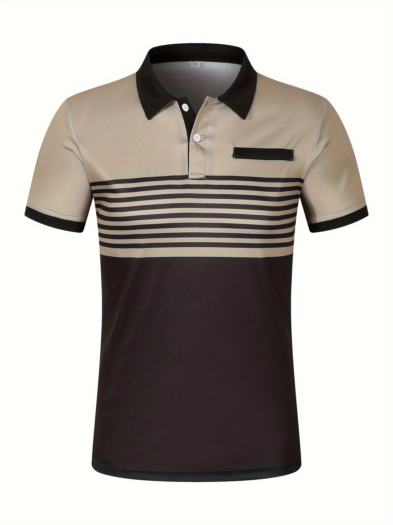 lapel shirt, striped mens casual color block short sleeve lapel shirt with chest pocket for summer golf details 29