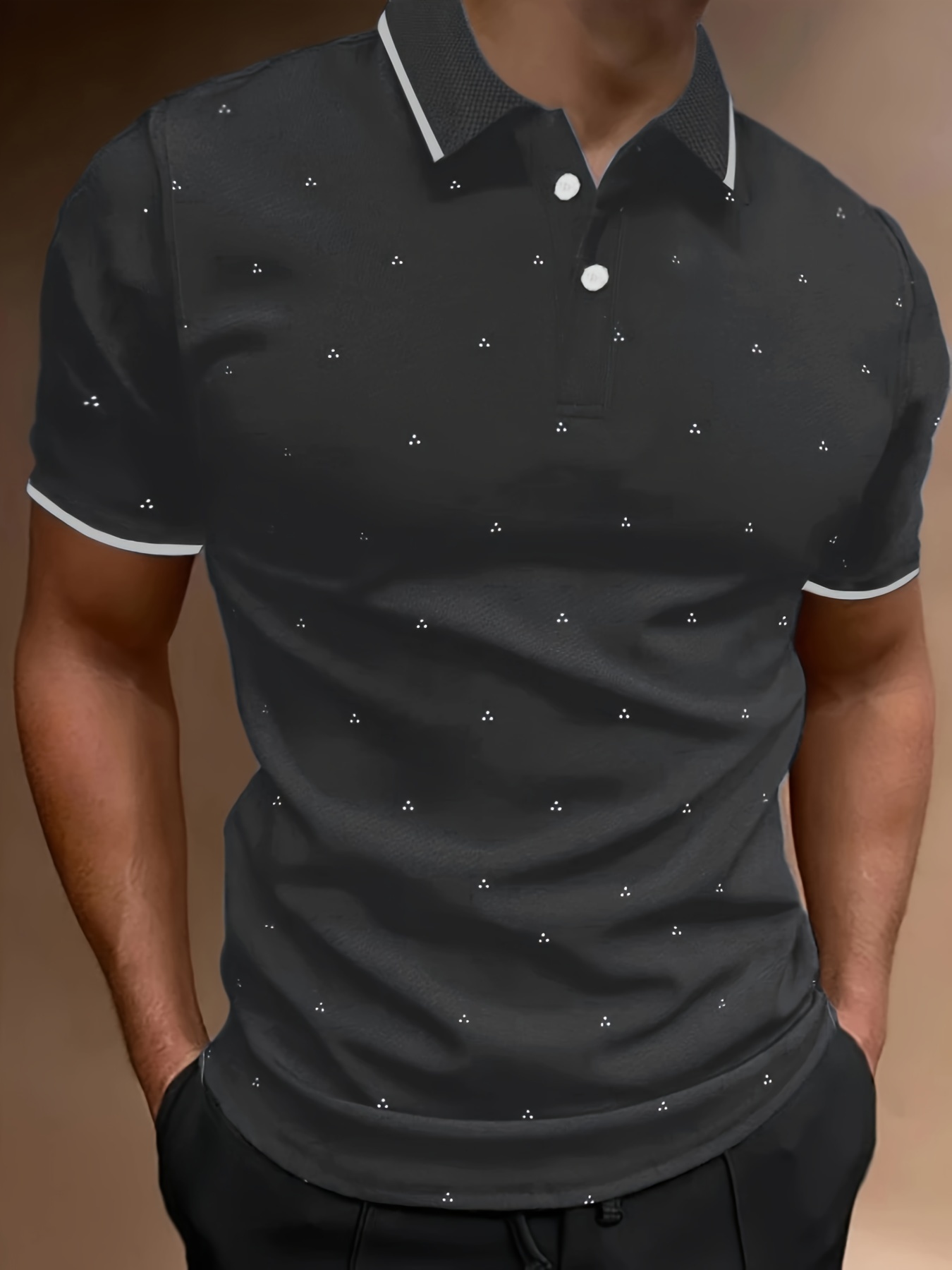 mens shirts casual navy blue slim fit lapel button up shirt details 18