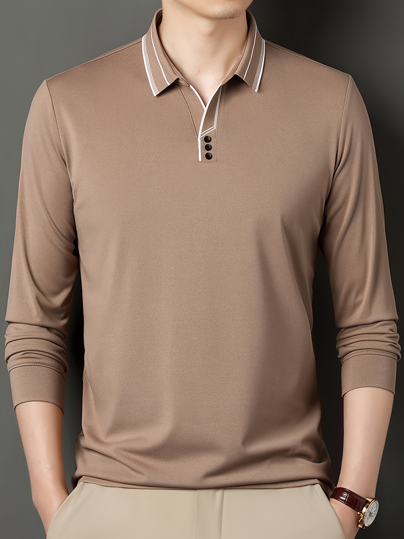 lapel shirt, mature style mens comfy breathable long sleeve lapel shirt spring fall gift for men details 20