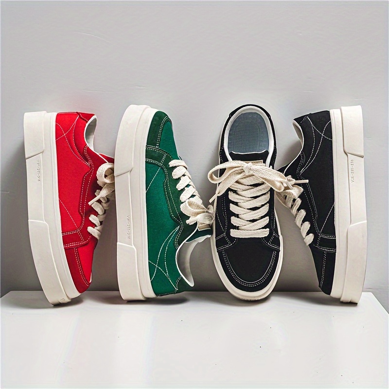 Men s Trendy Street Style Solid Color Low Top Skateboard Shoes, Comfy Non Slip Lace Up Casual Durable Sneakers For Men s Outdoor Activities details 8