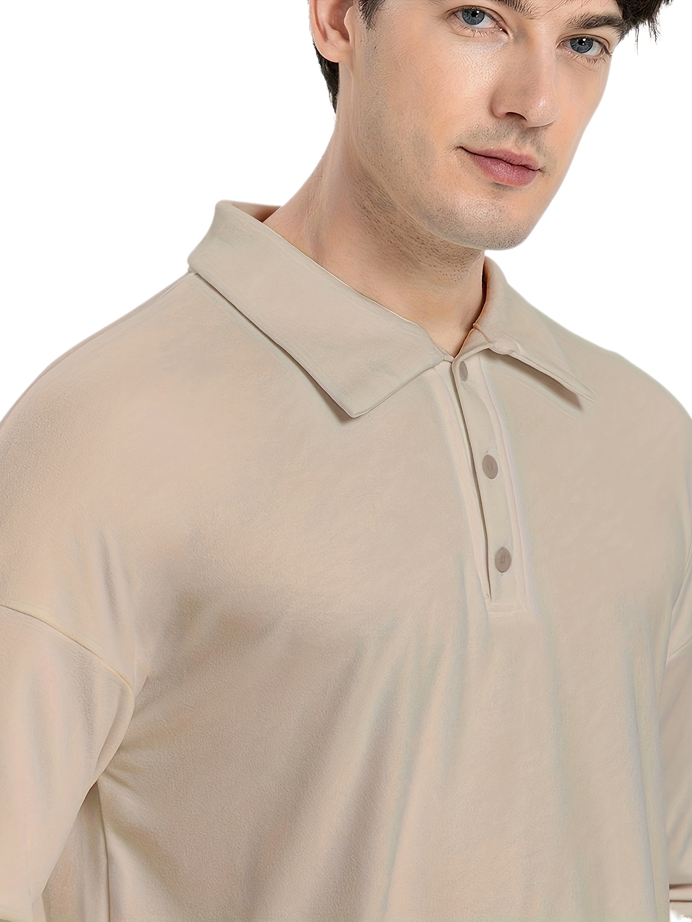 mens casual loose long sleeves button lapel slim shirts details 27