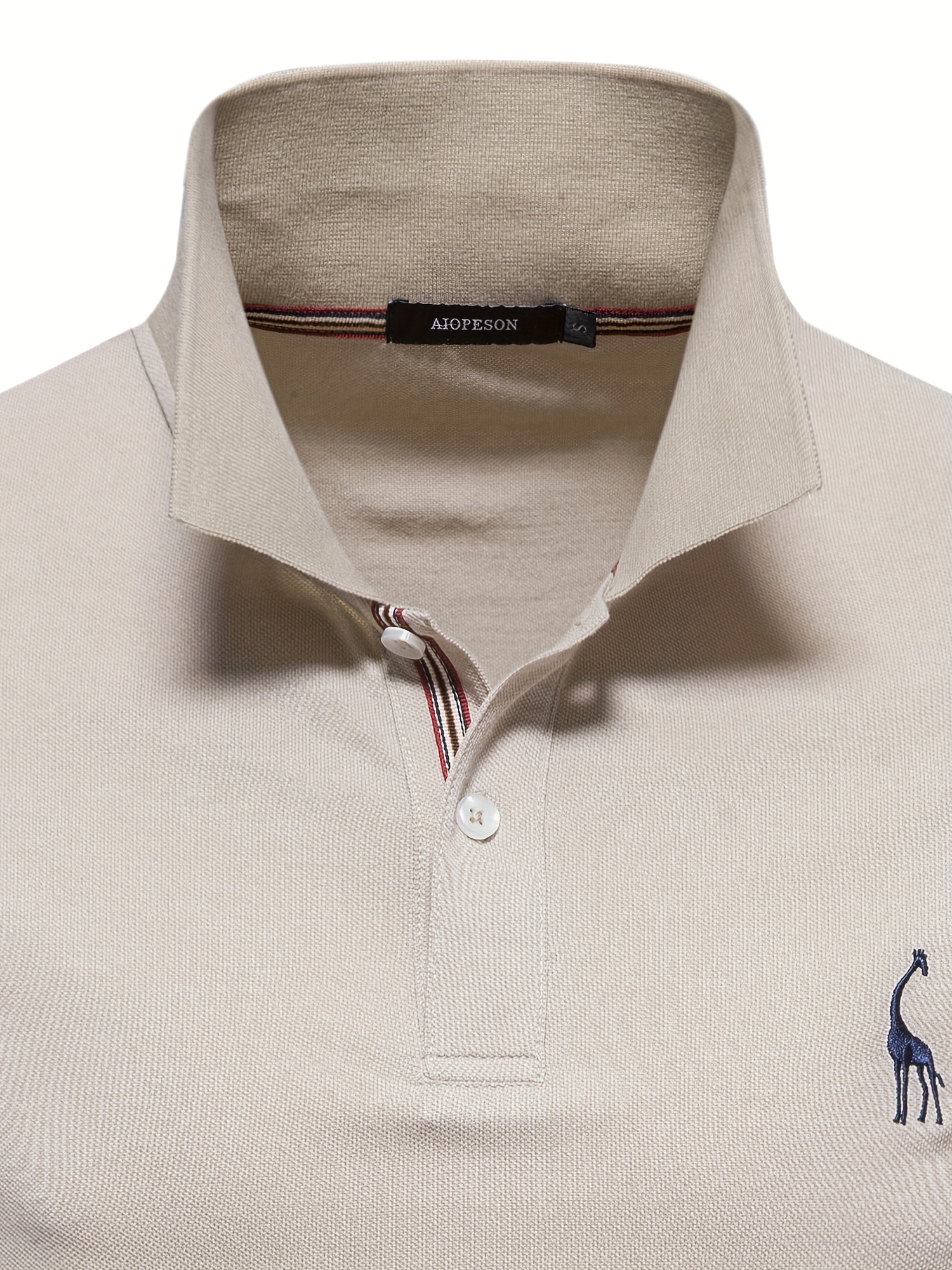 mens solid giraffe embroidery short sleeve lapel shirts mens fashion leisurewear for spring fall golf sports details 23