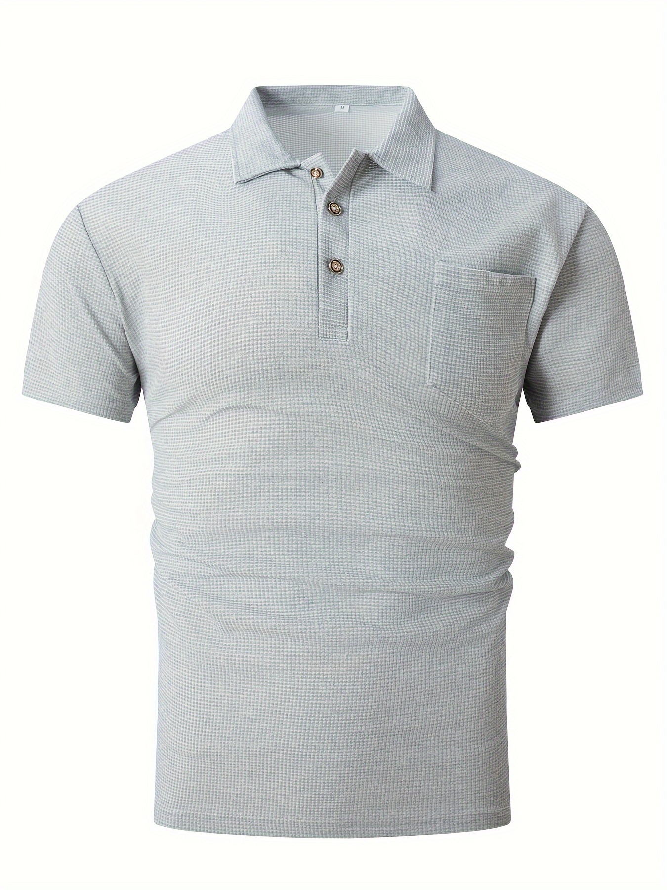 breathable regular fit waffle golf shirt mens casual v neck t shirt short sleeve for summer mens clothing details 25