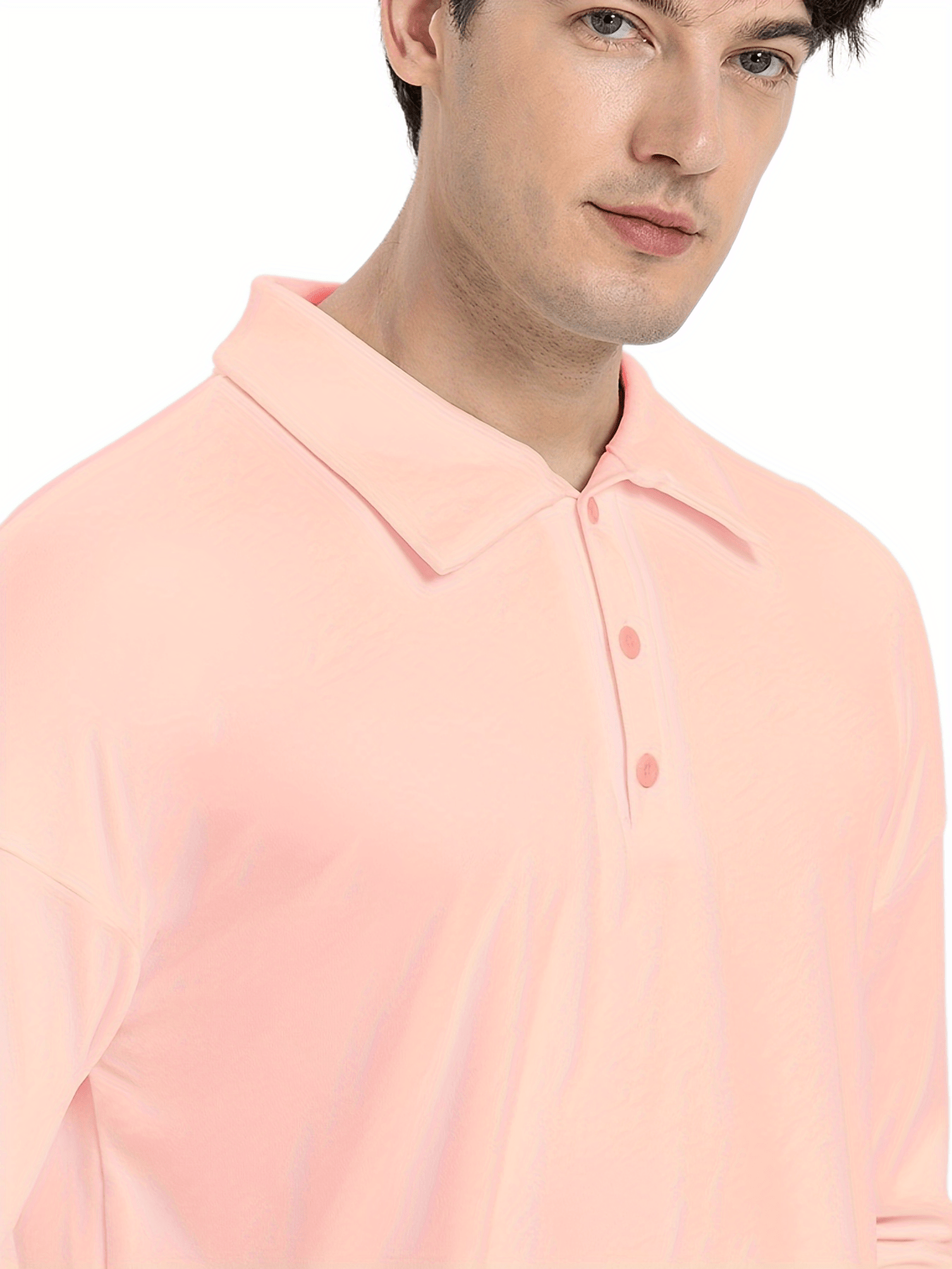 mens casual loose long sleeves button lapel slim shirts details 17