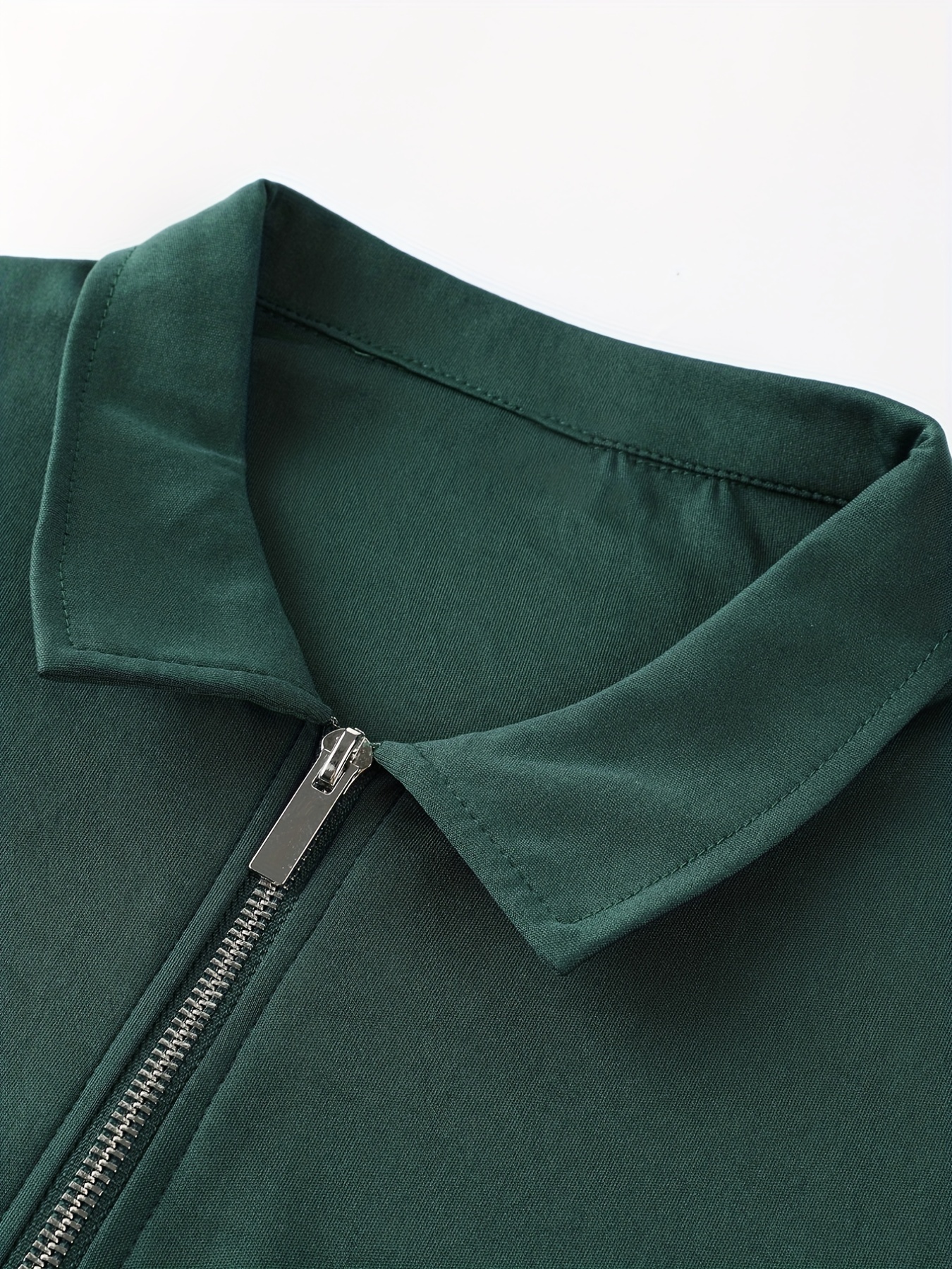 solid color mens casual short sleeves zipper shirts lapel collar tops pullovers mens clothing for summer details 23