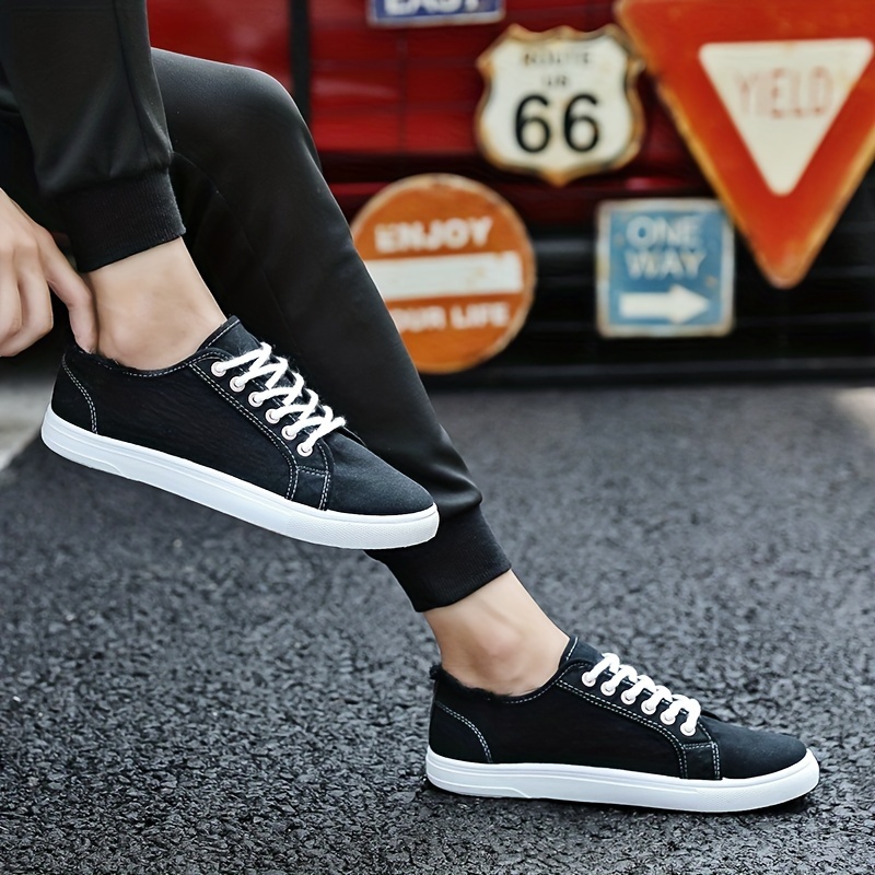 Mens Solid Color Classic Low Top Skateboard Shoes Comfy Non Slip Lace Up Durable Walking Shoes Mens Footwear Free Shipping On Items Shipped From Temu Temu details 0