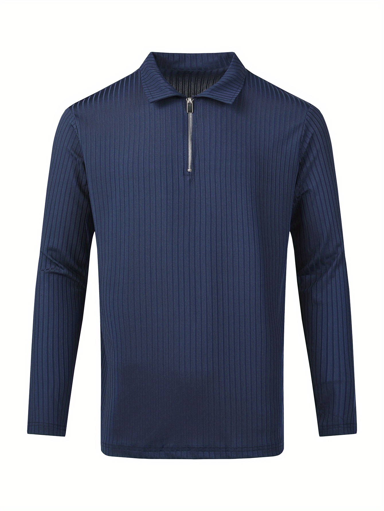 zipper shirts, vertical stripe mens casual long sleeve zipper shirts lapel collar tops pullovers mens clothing for spring autumn details 2