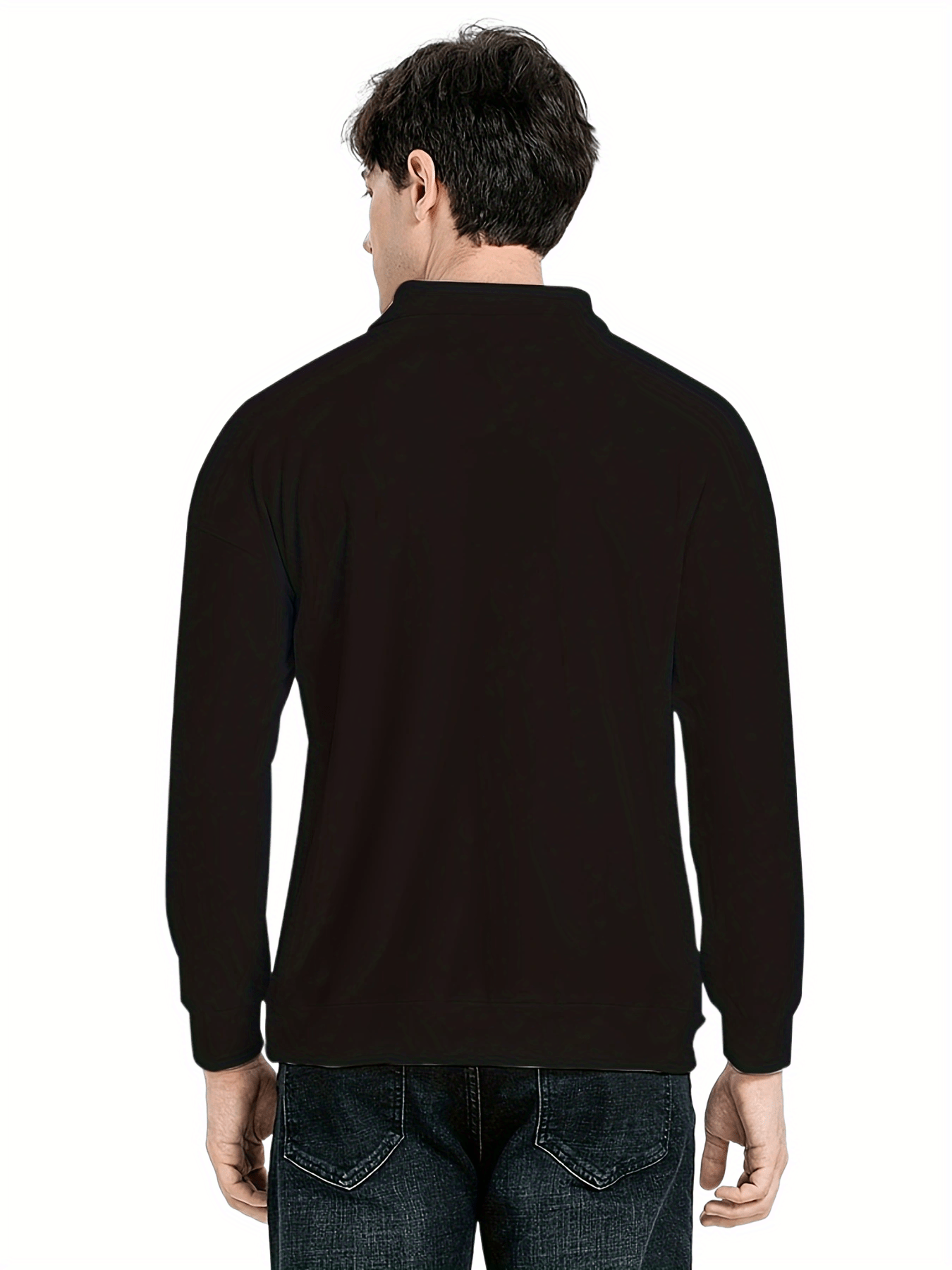 mens casual loose long sleeves button lapel slim shirts details 36