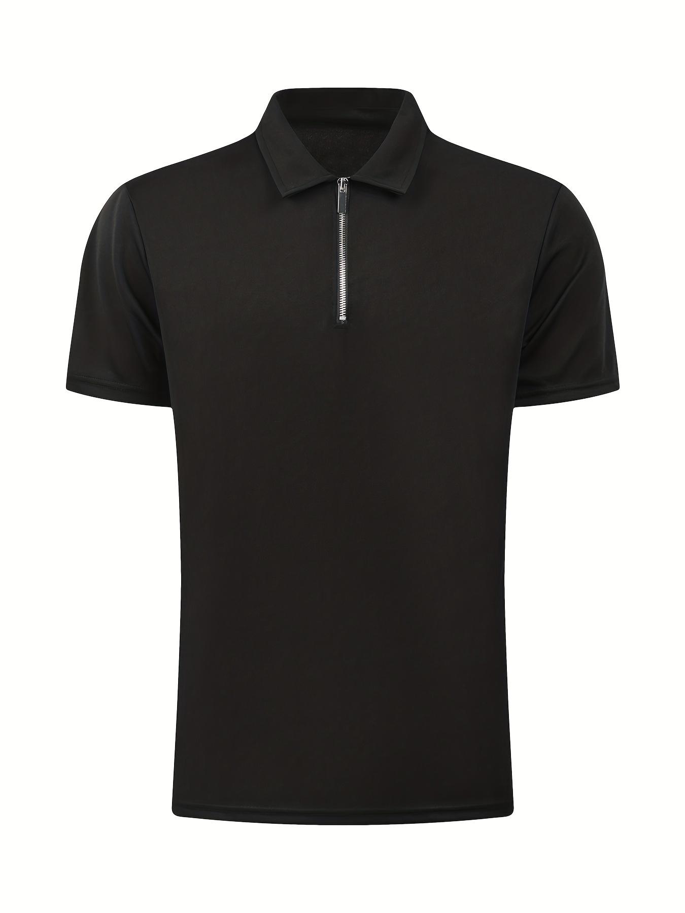 solid color mens casual short sleeves zipper shirts lapel collar tops pullovers mens clothing for summer details 58