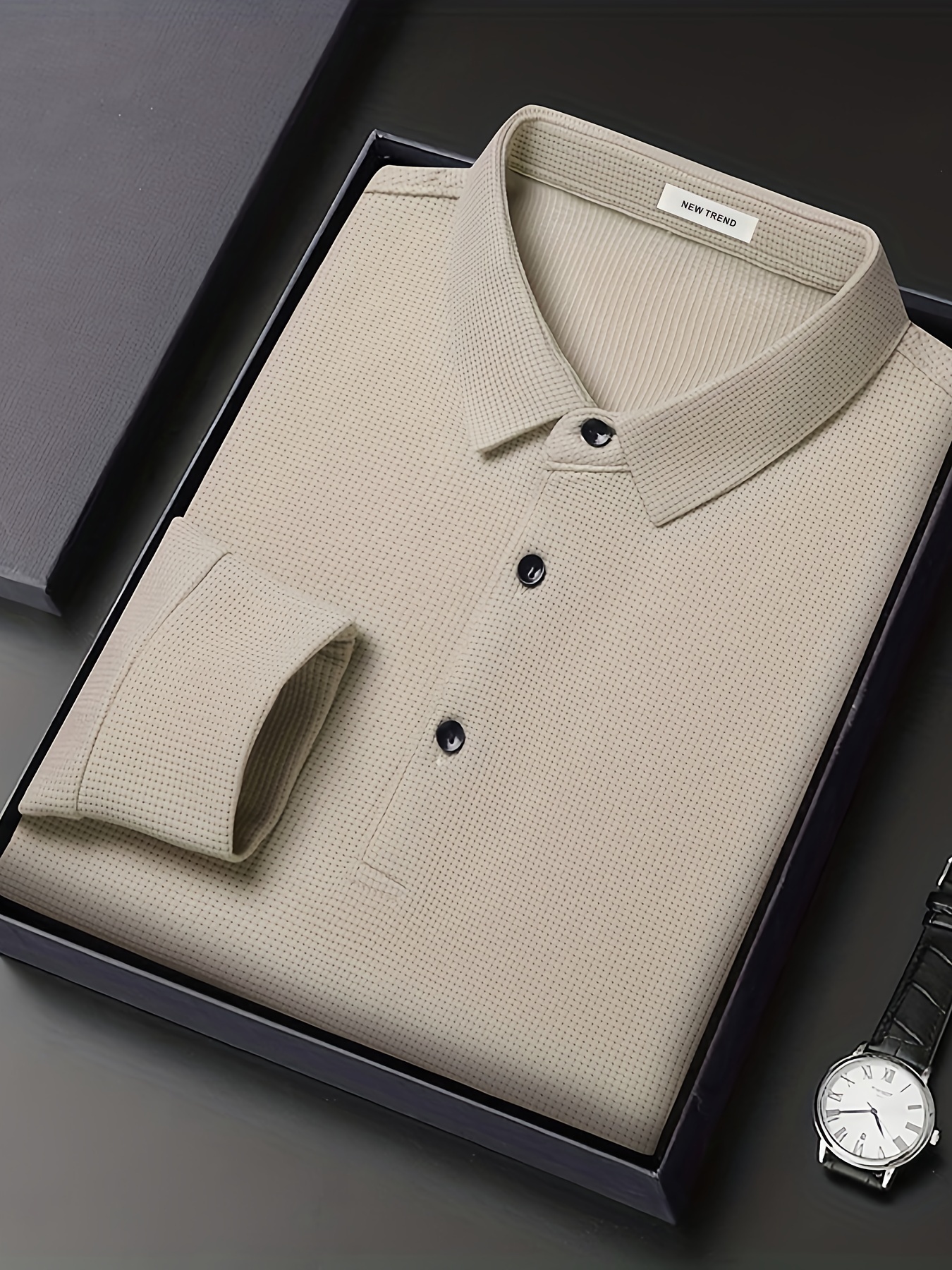 mens casual lapel shirt elegant lapel long sleeve tops details 7