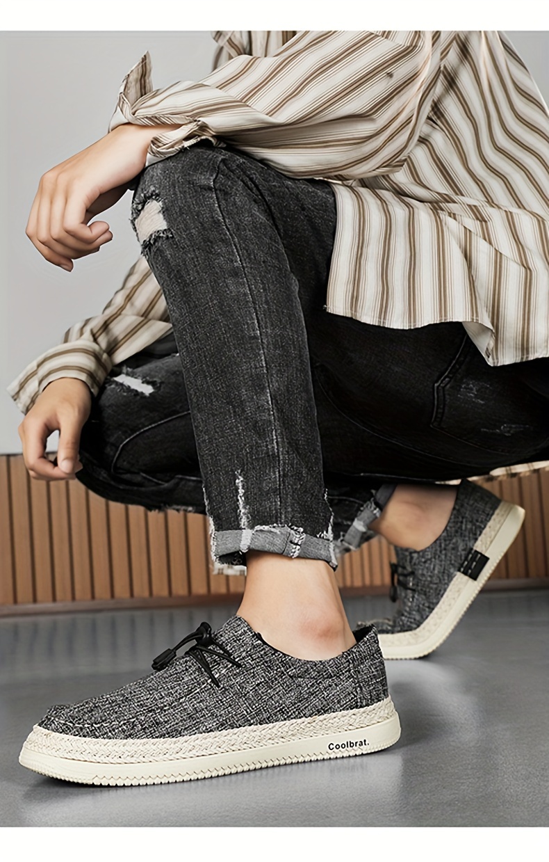 Mens Classic Woven Breathable Loafer Shoes Comfy Non Slip Casual Durable Canvas Office Shoes Mens Footwear Men s Shoes Temu details 4