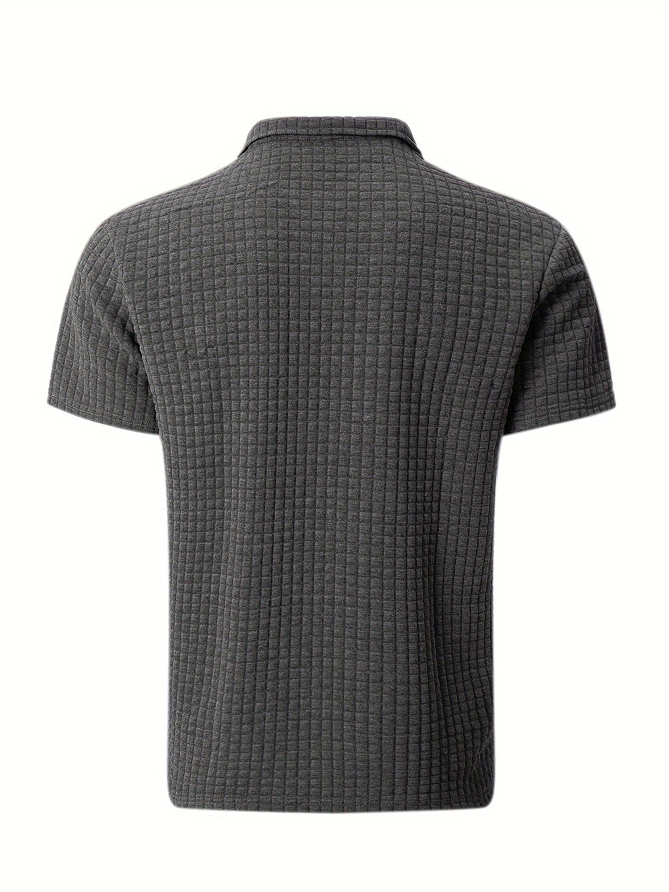 Casual Waffle Men s Short Sleeve Lapel Golf Shirt With Chest Pocket, Summer Men s Clothing details 1