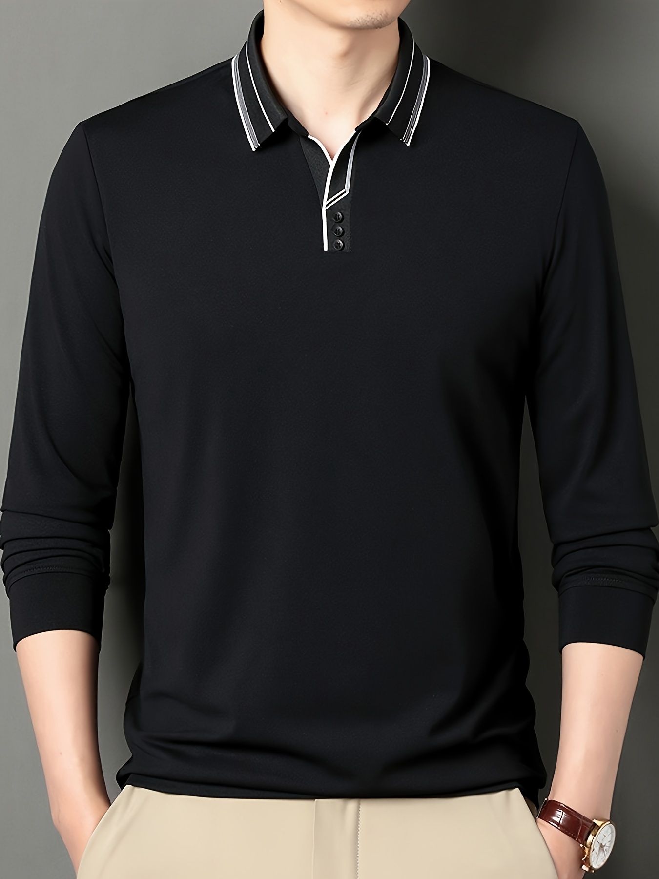 lapel shirt, mature style mens comfy breathable long sleeve lapel shirt spring fall gift for men details 25