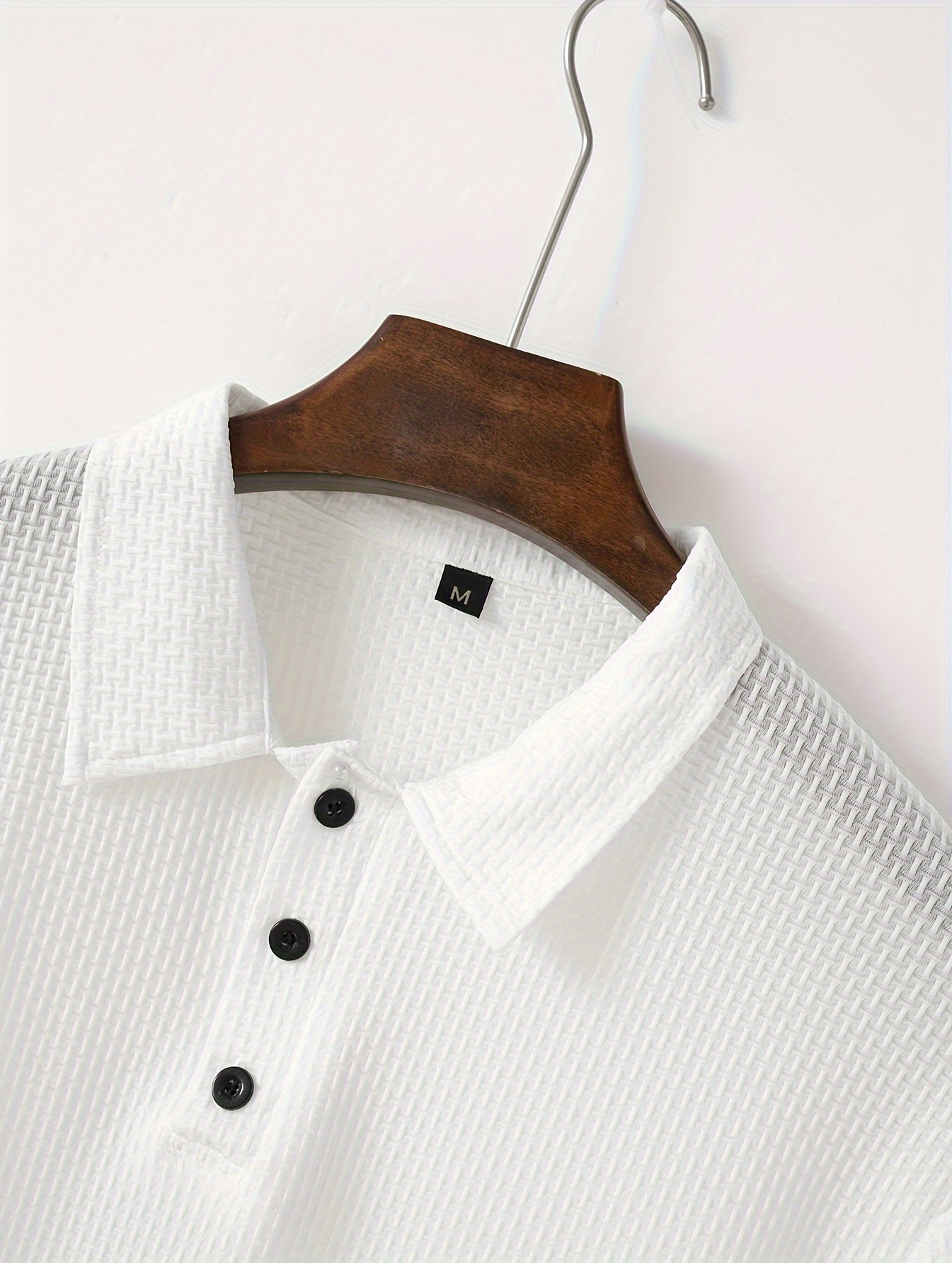 Mesh Comfy Men s Stretch Solid Short Sleeve Lapel Golf Shirt, Summer Outdoor, Gift For Men details 2