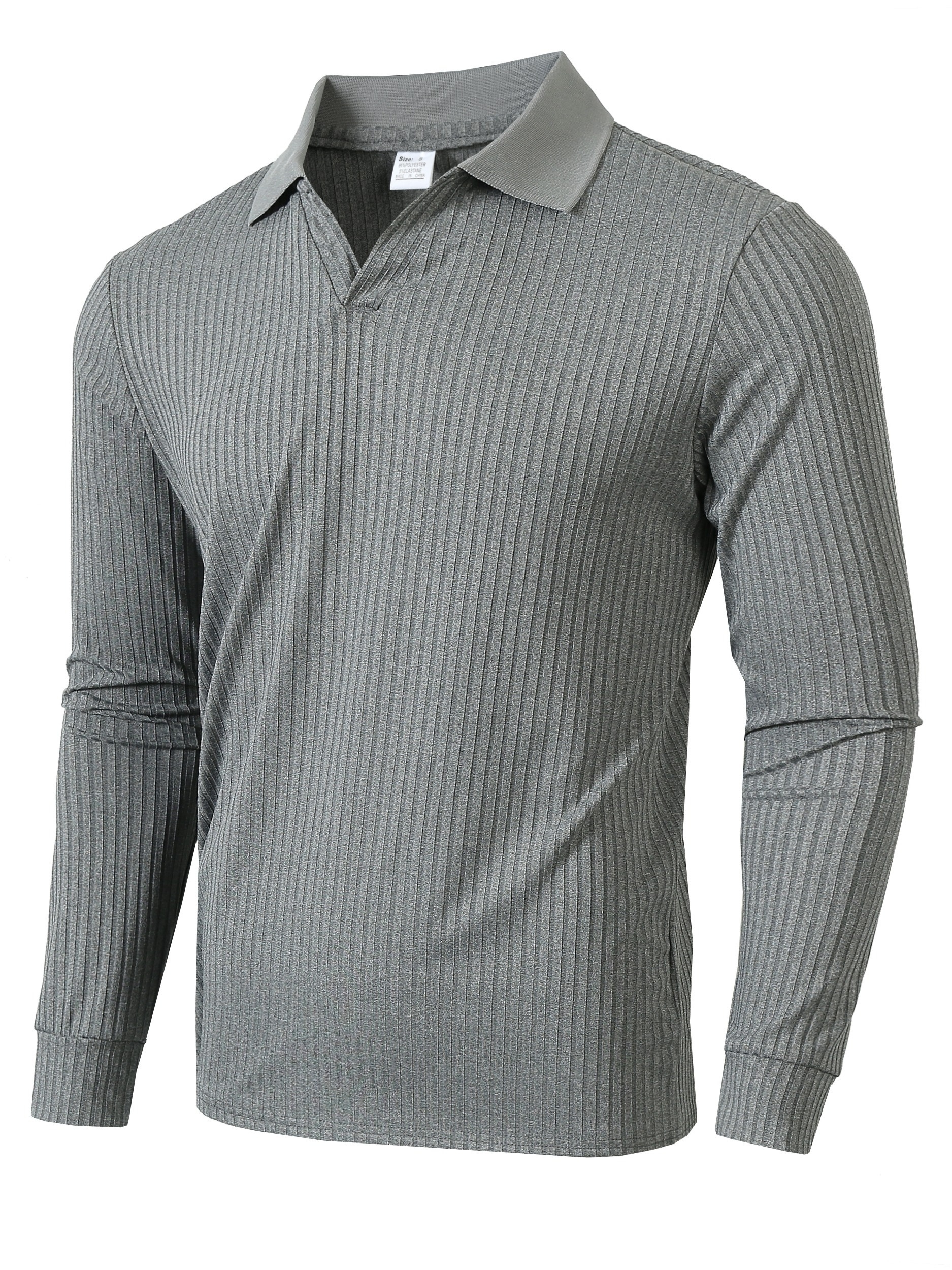 lapel shirt, ribbed mens all match sweetheart v neck long sleeve lapel shirt spring fall outdoor activity details 7