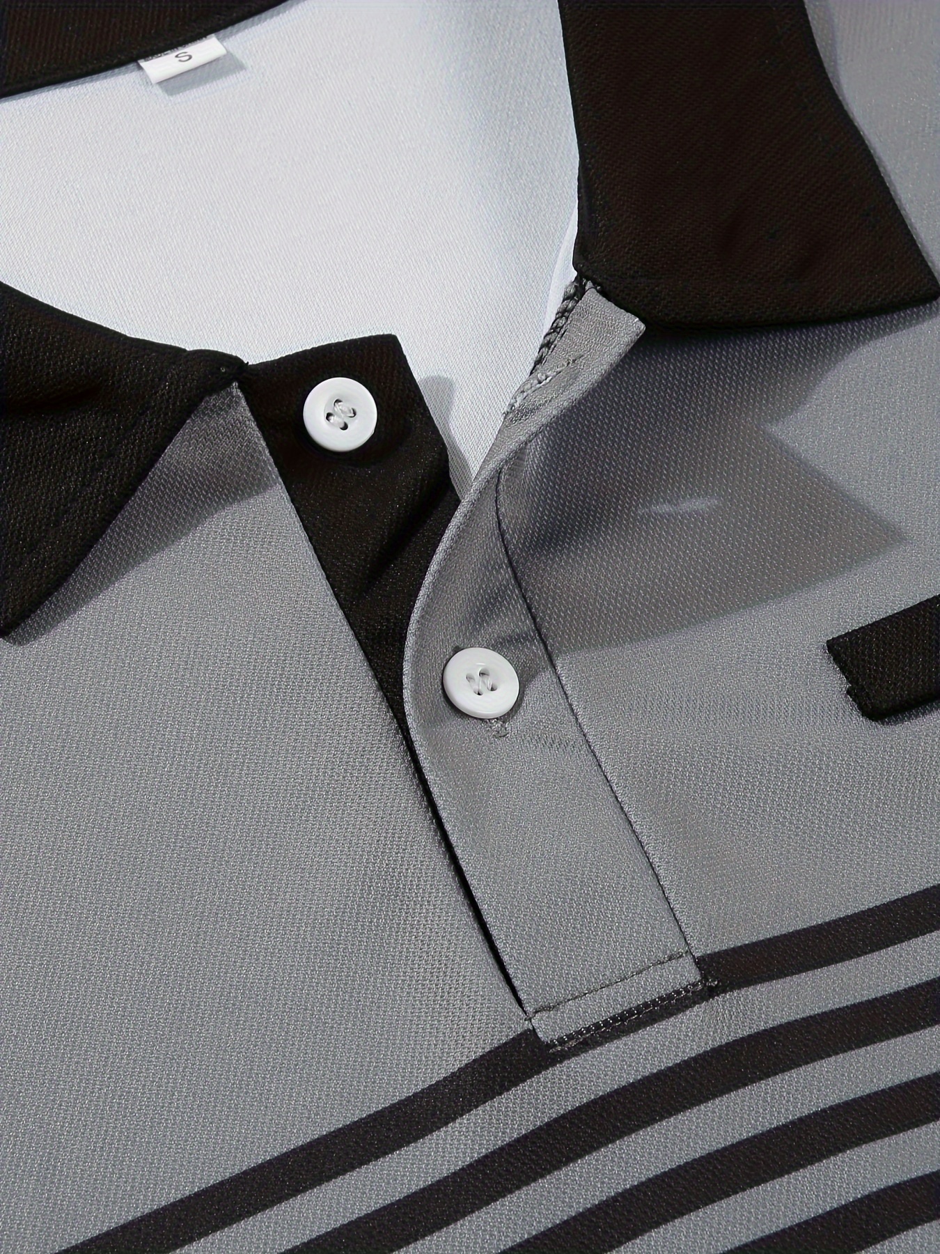 lapel shirt, striped mens casual color block short sleeve lapel shirt with chest pocket for summer golf details 17