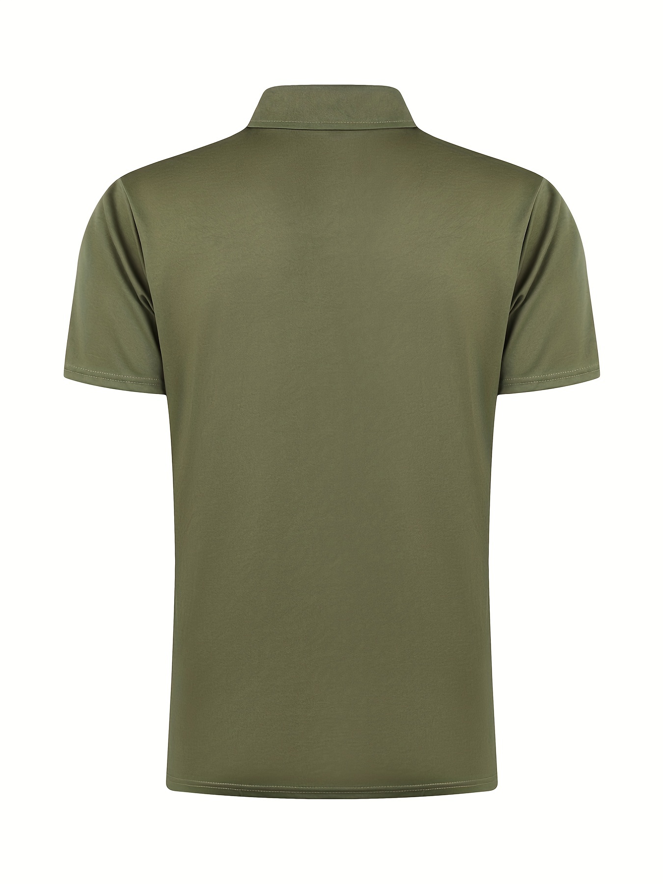 solid color mens casual short sleeves zipper shirts lapel collar tops pullovers mens clothing for summer details 15