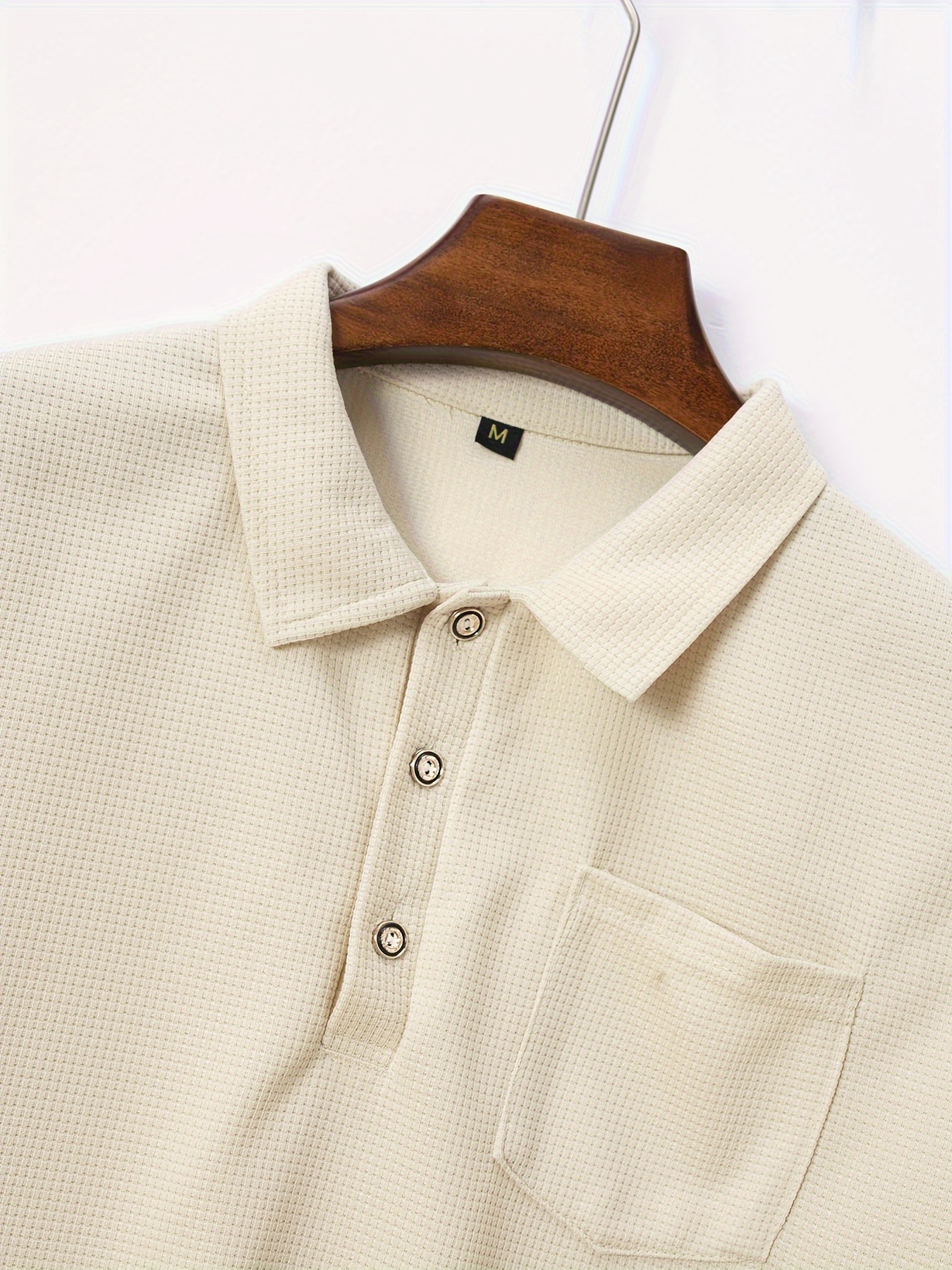 breathable regular fit waffle golf shirt mens casual v neck t shirt short sleeve for summer mens clothing details 21