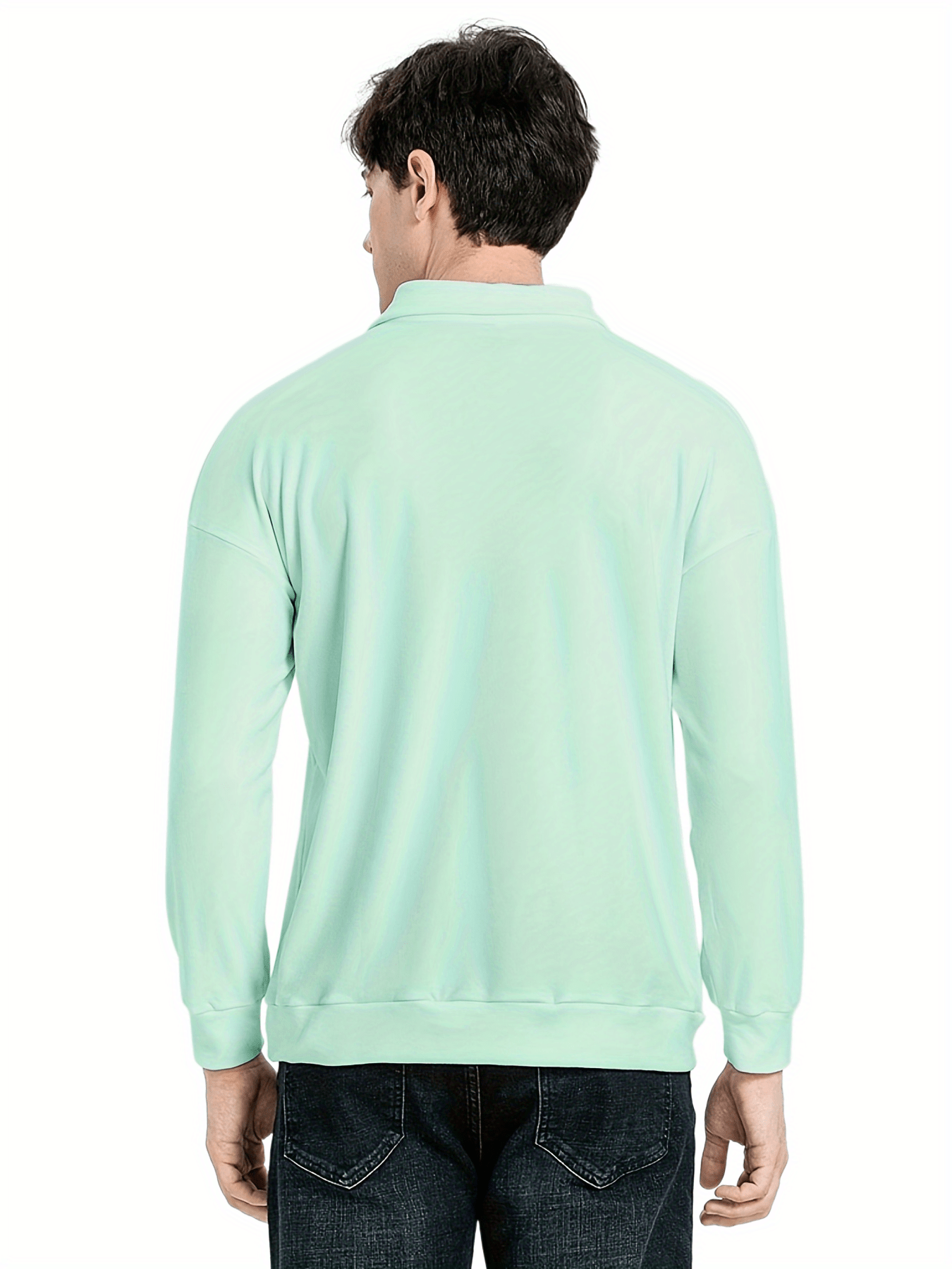 mens casual loose long sleeves button lapel slim shirts details 1