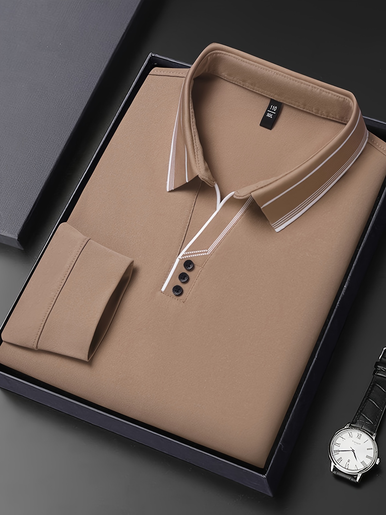 lapel shirt, mature style mens comfy breathable long sleeve lapel shirt spring fall gift for men details 22