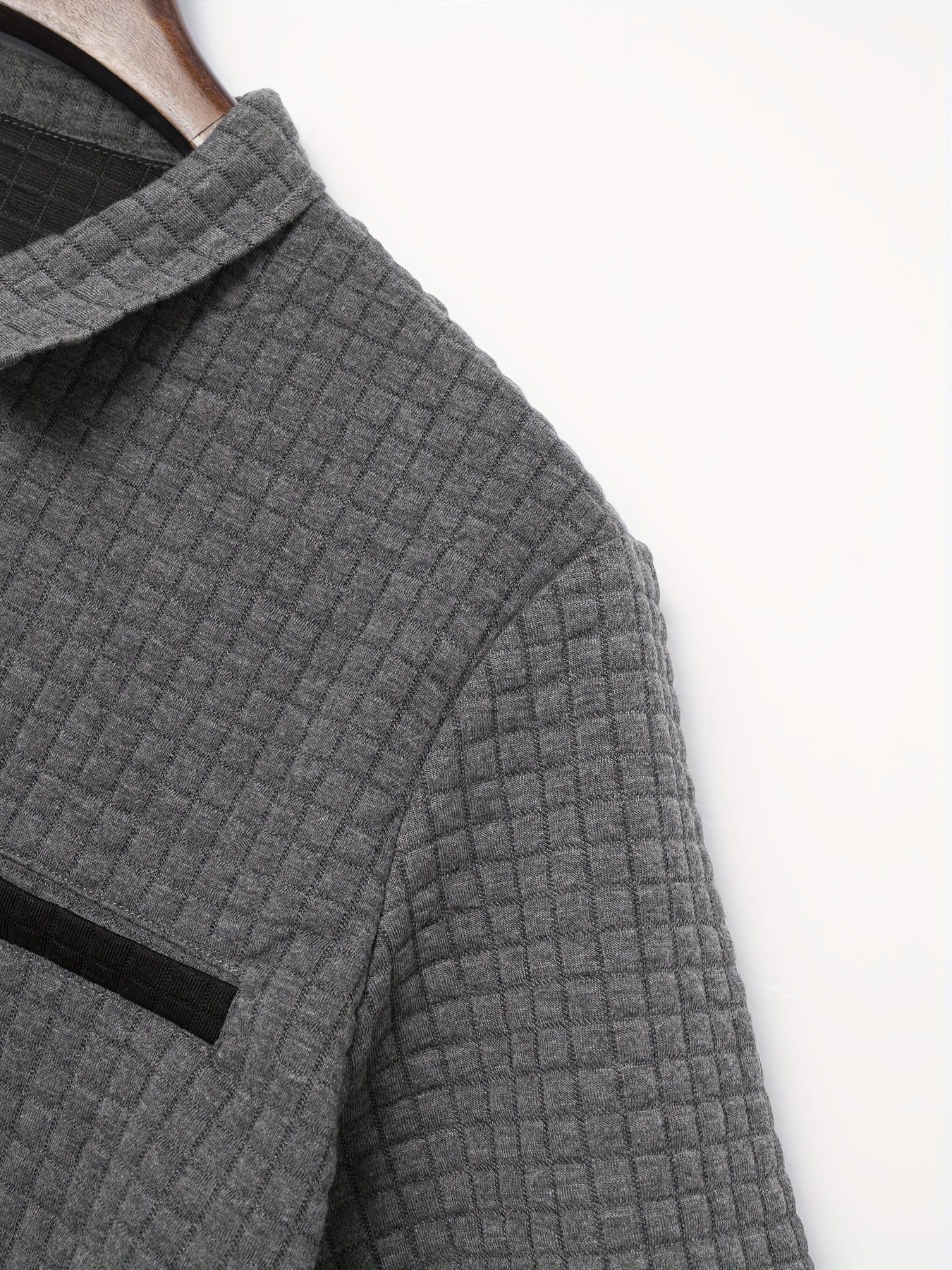 Casual Waffle Men s Short Sleeve Lapel Golf Shirt With Chest Pocket, Summer Men s Clothing details 2